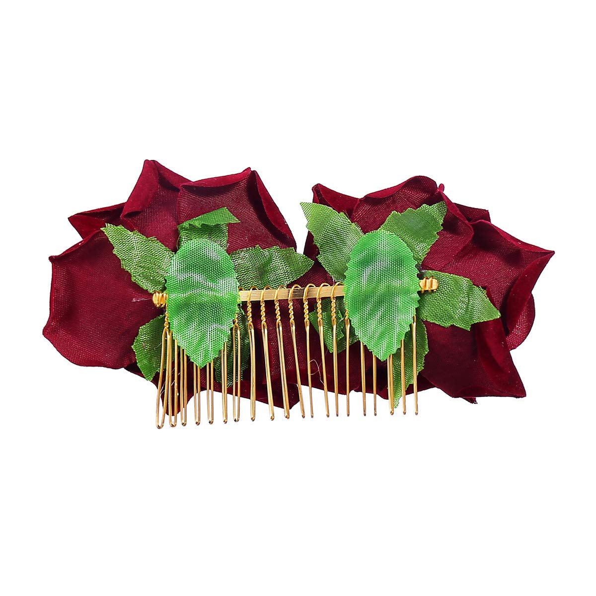 Ever Fairy Rose Flower Hair Clip Comb - Flamenco Dancer Pin Brooch for Women (2-Pack, Deep Red) | Wedding, Party, Dance & Everyday Hair Accessories
