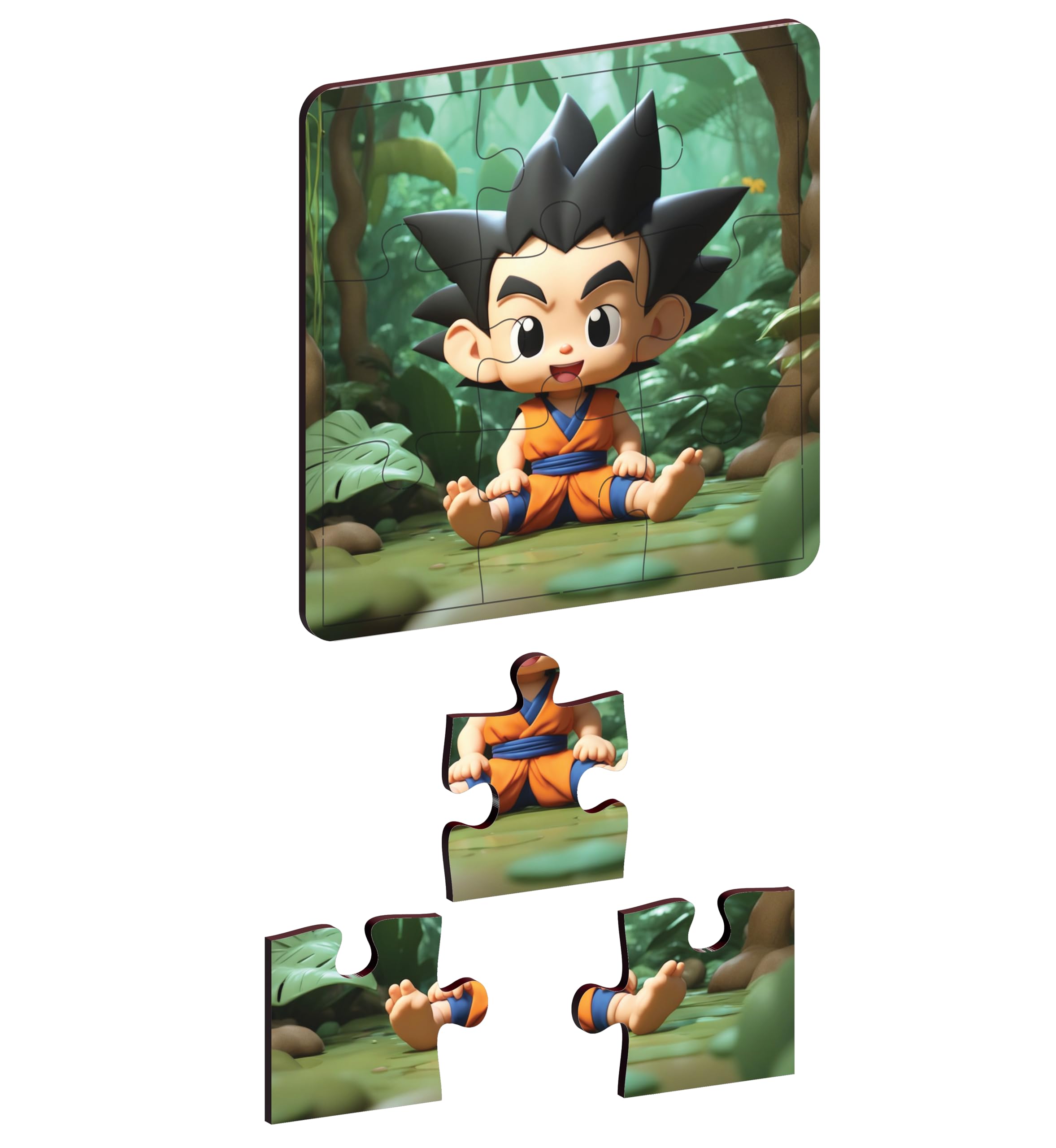 CLAWCRAFTS Wooden Goku Jigsaw Puzzle Set for Kids - 3 Pack with 9 Pieces Each | Educational Brain Development Toy | Perfect Birthday Gift for Children | Fun Learning Activity for Home & Classroom