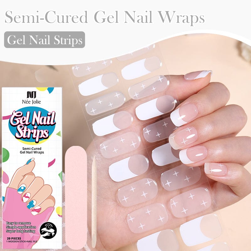 NEE JOLIE Semi Cured Gel Nail Wraps Kit - Long Lasting DIY Nail Art Stickers for Women | Perfect for Home Manicure, Parties & Special Occasions