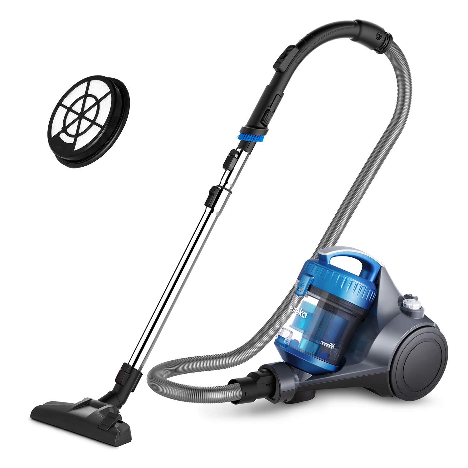 Eureka Whirlwind NEN110B Bagless Canister Vacuum Cleaner - Lightweight Powerful Suction for Carpets & Hard Floors with Washable Filter, Blue | Perfect for Home Cleaning, Pet Hair Removal & Office Maintenance