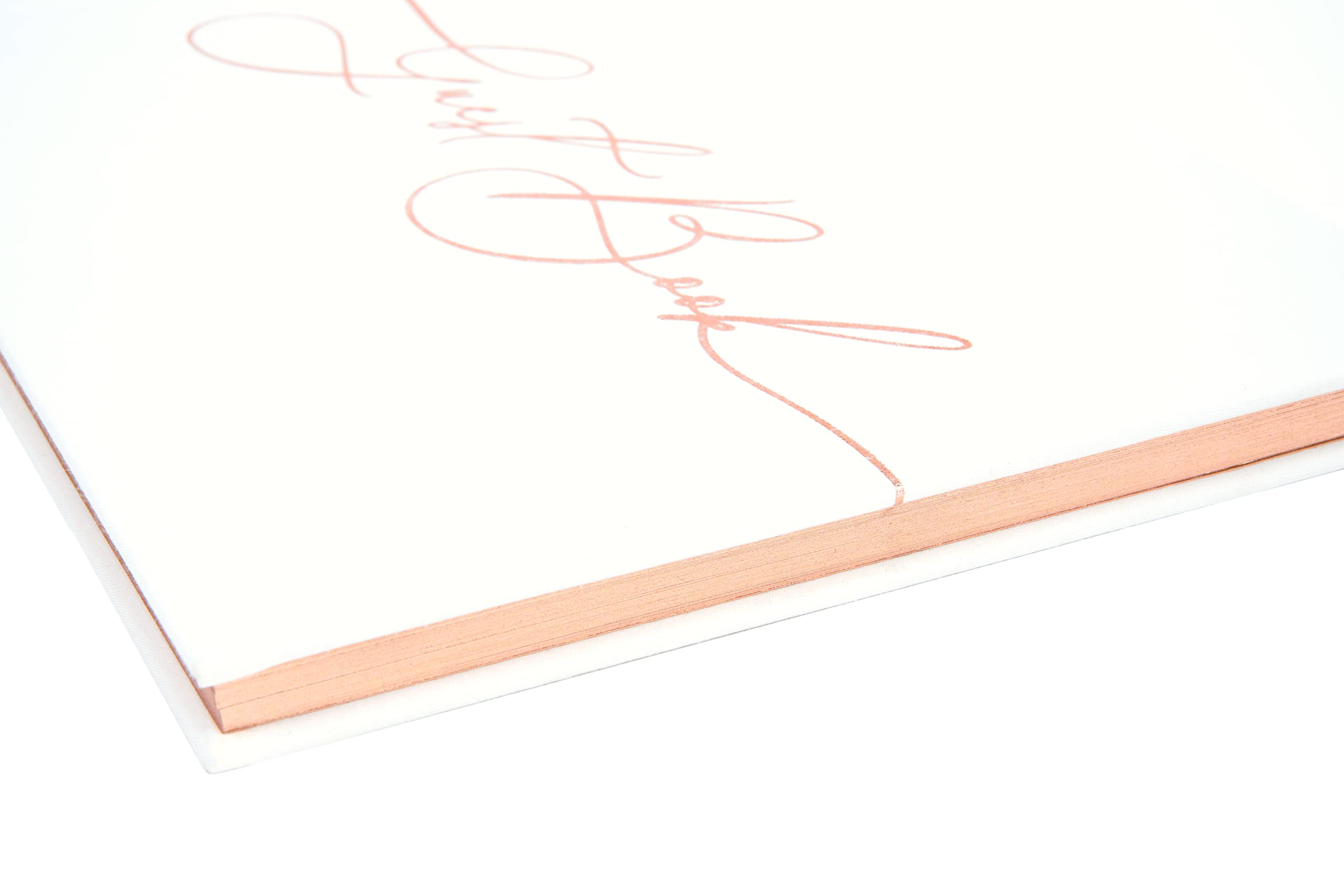CHRIZ.Z Elegant Wedding Guest Book - White Textured Hardcover with Rose Gold Foil Lettering - 9