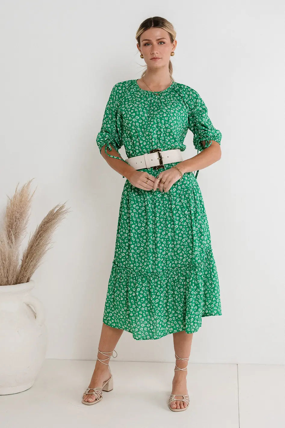 Marlee Midi Dress in Green - Flowy Summer Dress for Women | Perfect for Beach, Brunch & Date Nights | FINAL SALE