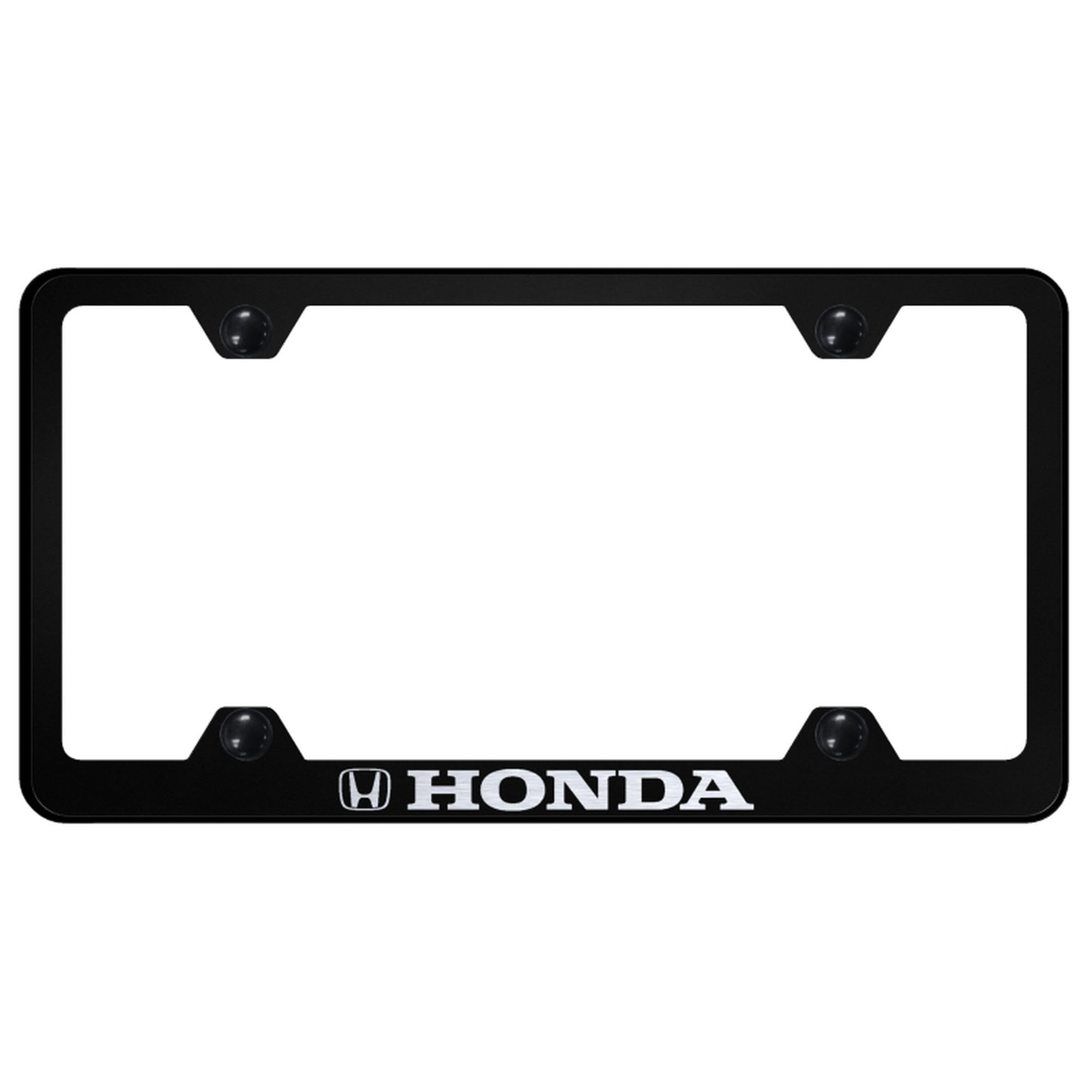 Honda Black Wide Body Stainless Steel License Plate Frame - Durable Car Accessory for Honda Civic, Accord, CR-V - Perfect for Customization & Car Shows