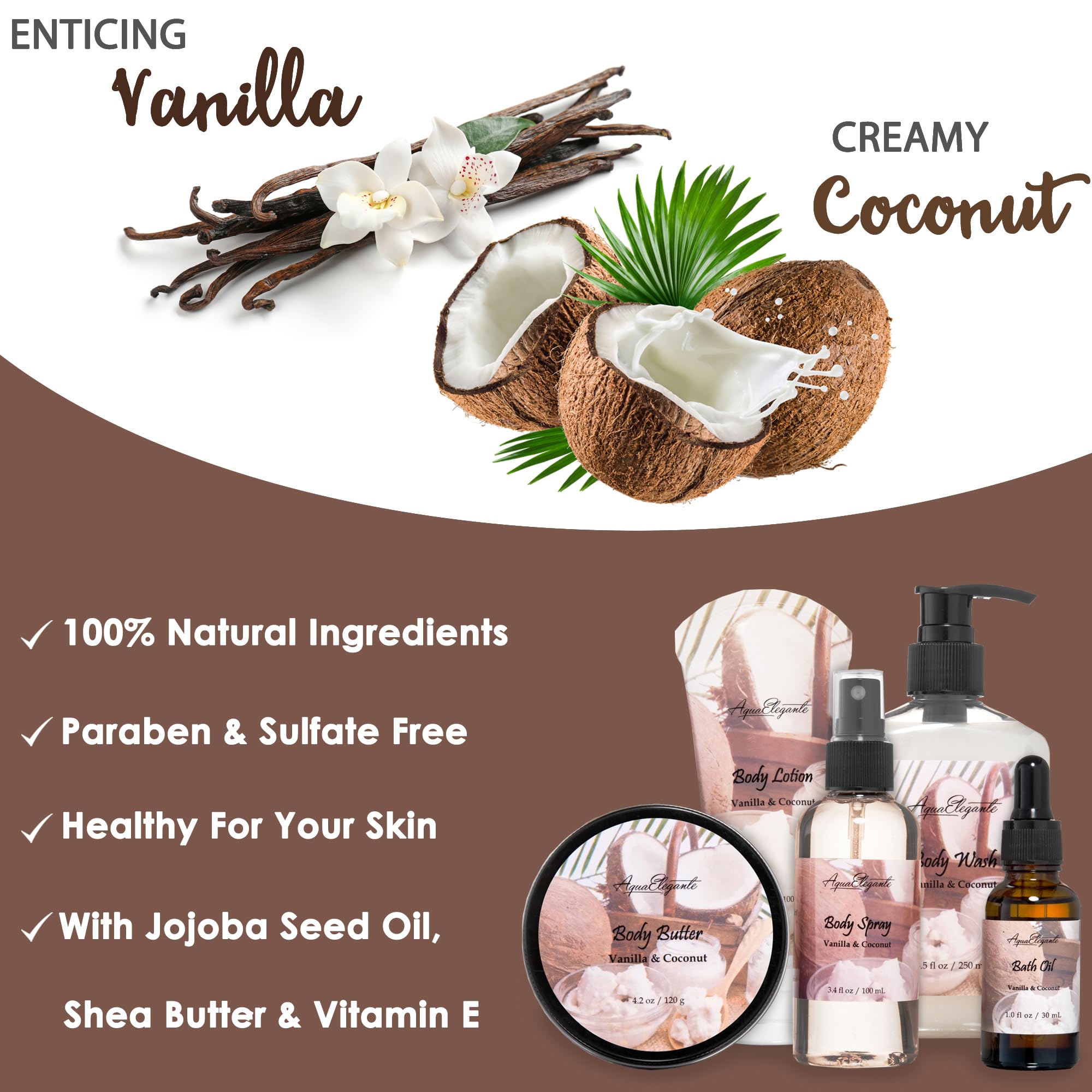 Luxury Bath & Spa Gift Set with Coconut Vanilla Scent - Includes Bubble Bath, Body Wash, Lotion, Bath Salts, Scrub, Bath Bombs, Soap & Towel - Perfect for Relaxation, Self Care & Romantic Gifts