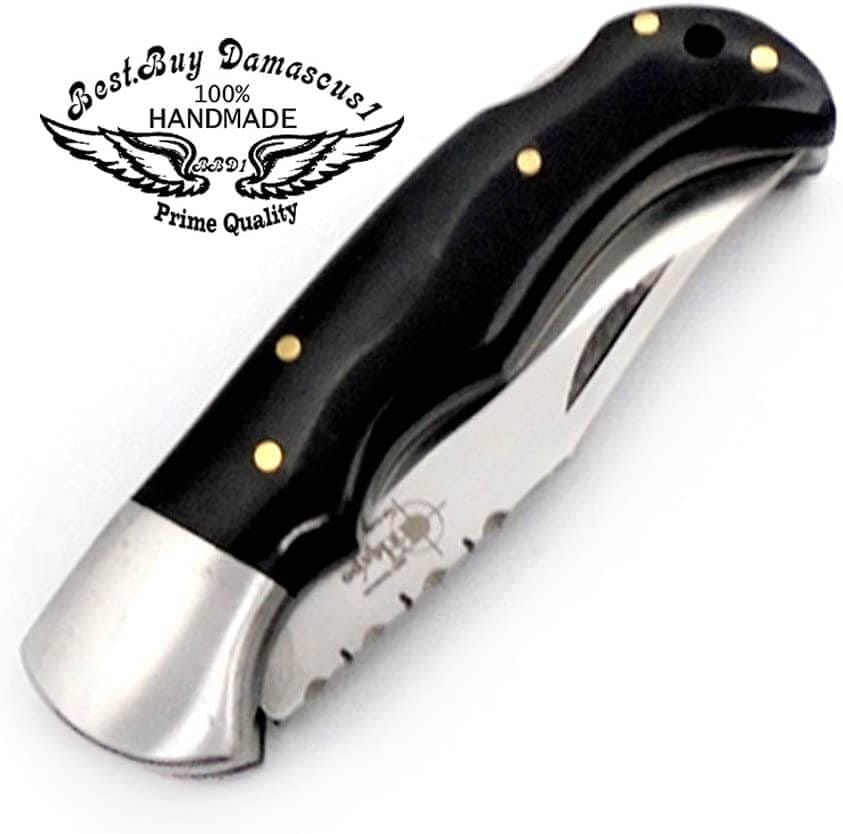 Premium Black Wood Pocket Knife for Men - 6.5