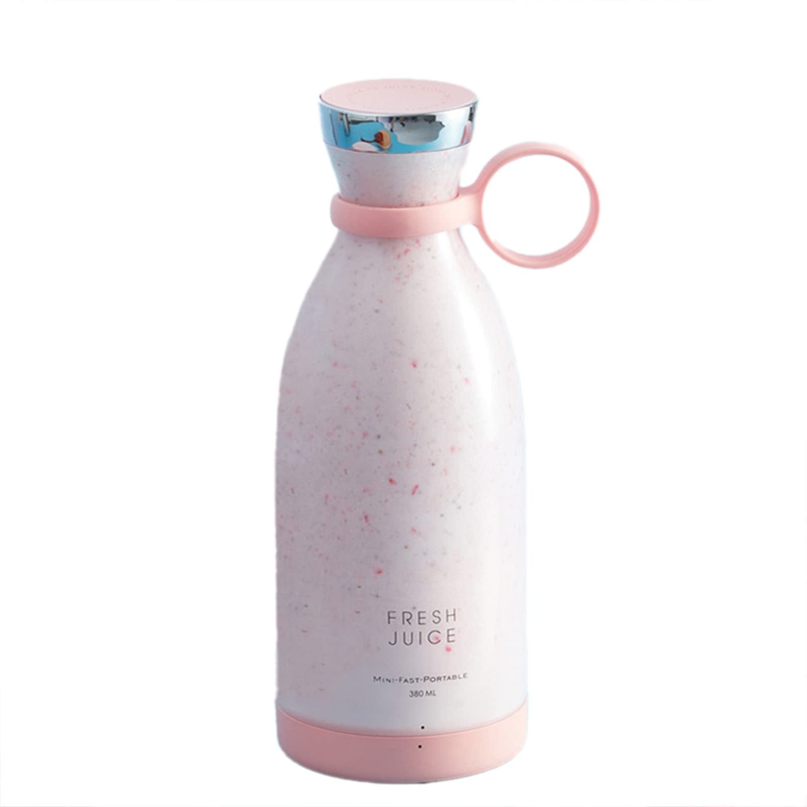 Portable USB Rechargeable Mini Blender - 4-Blade Personal Smoothie Maker, Battery Powered Travel Blender for Juices, Shakes & Smoothies | Perfect for Gym, Office & Outdoor Use (Pink)