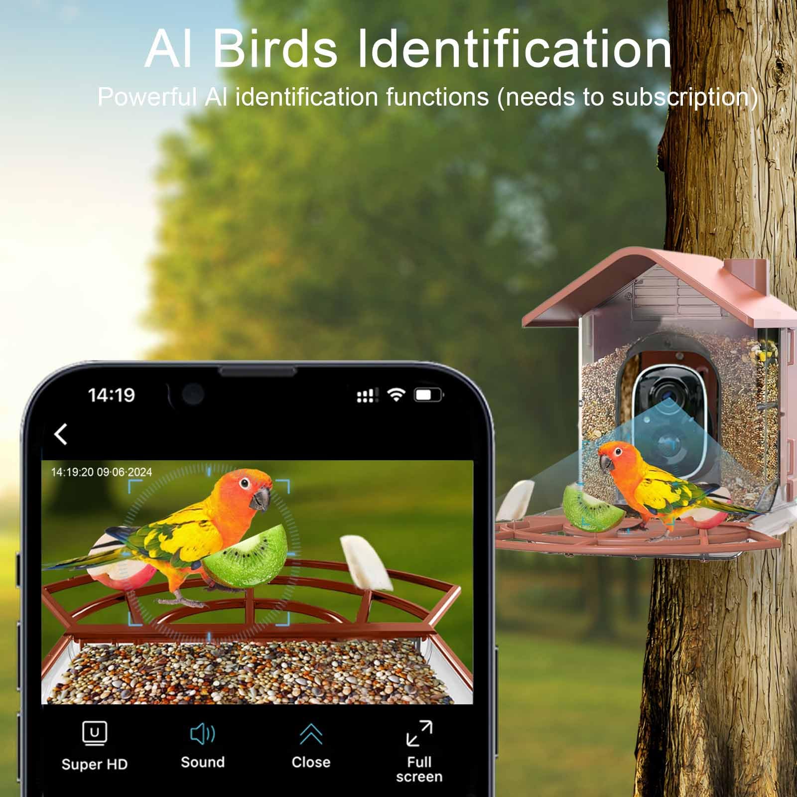 Smart Bird Feeder with Camera - Solar Powered Wildlife Camera with Motion Detection & AI Bird Identification - Perfect for Backyard Bird Watching, Nature Monitoring & Outdoor Home Security
