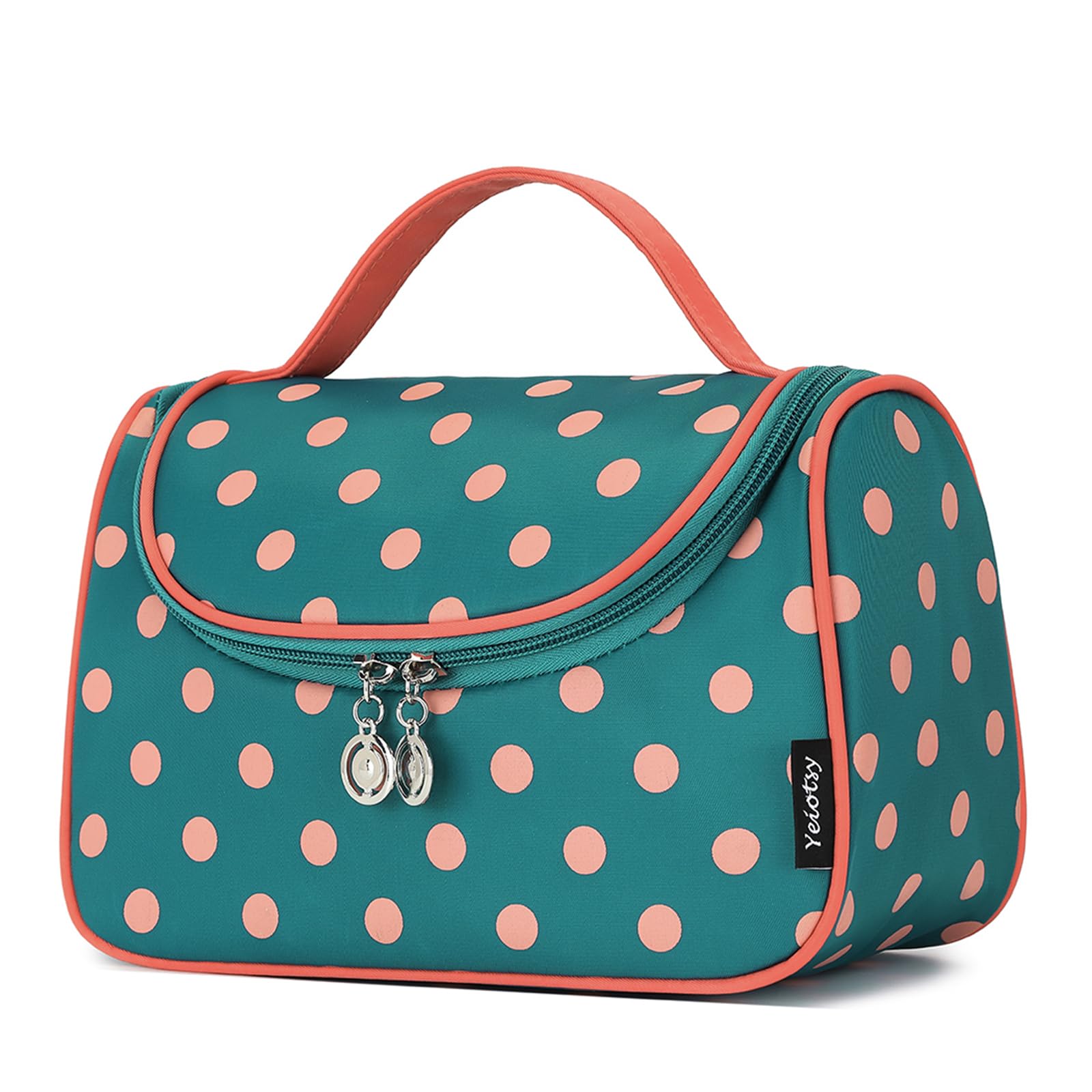Yeiotsy Waterproof Cosmetic Bag for Women - Polka Dots Travel Makeup Organizer, Toiletry Pouch for Cosmetics & Skincare - Perfect for Travel, Gym, and Daily Use