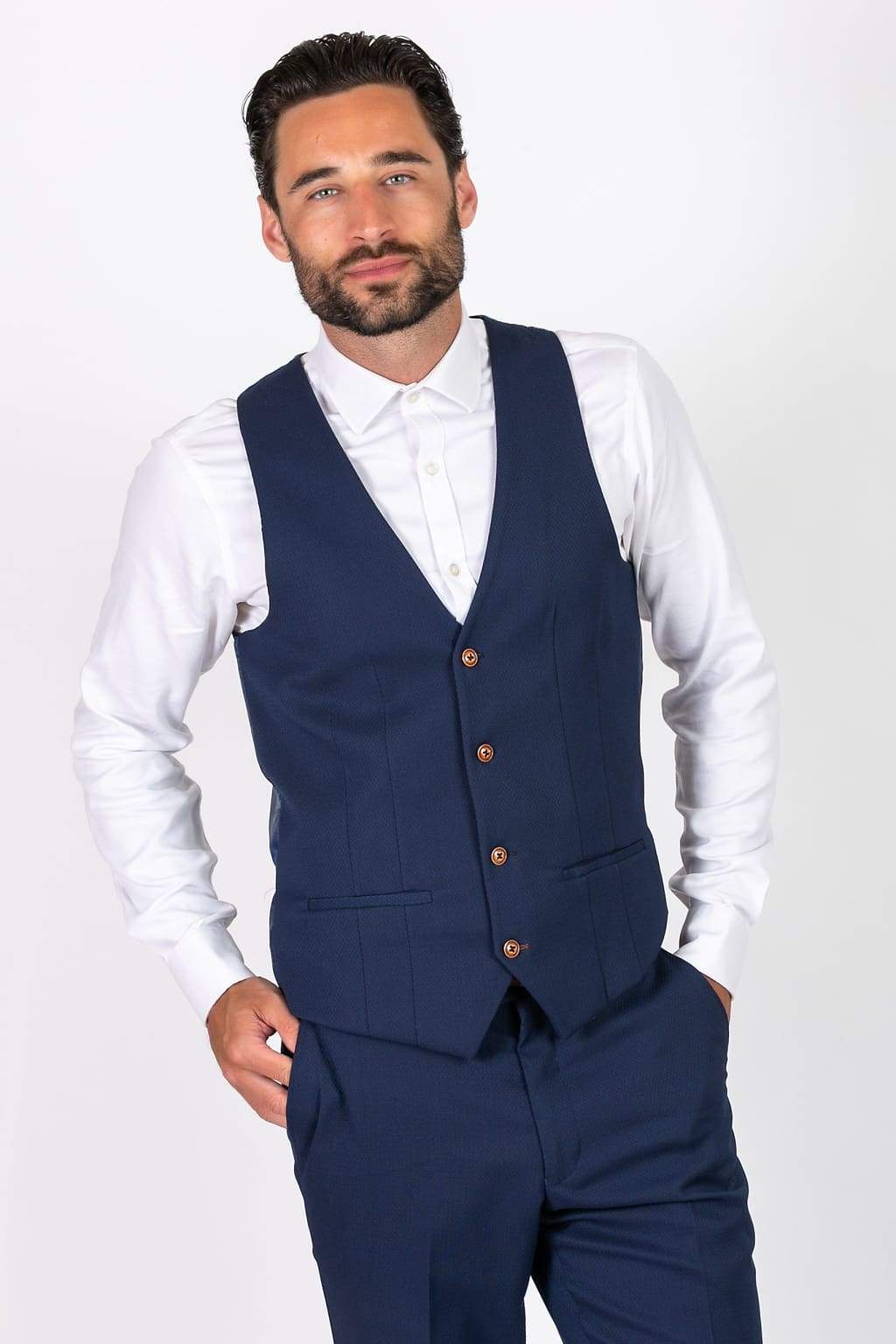 Mar Darcy Max Royal Blue Single Breasted Waistcoat for Men - Formal Vest for Weddings, Business & Special Occasions