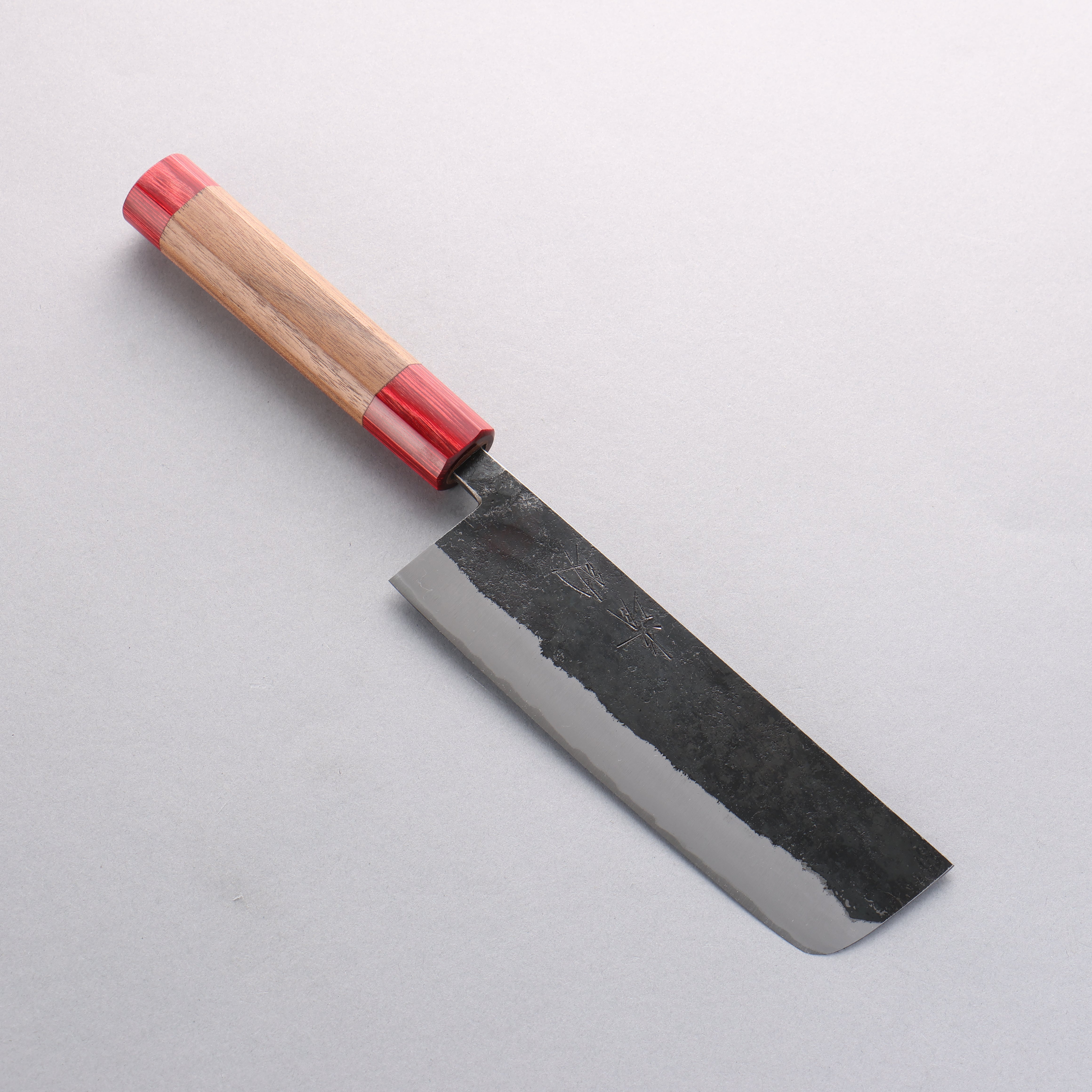 Seisuke Kurumi Blue Steel Kurouchi Usuba Knife 165mm - Walnut Handle with Double Red Pakka Wood - Perfect for Sushi, Vegetables & Precision Cutting
