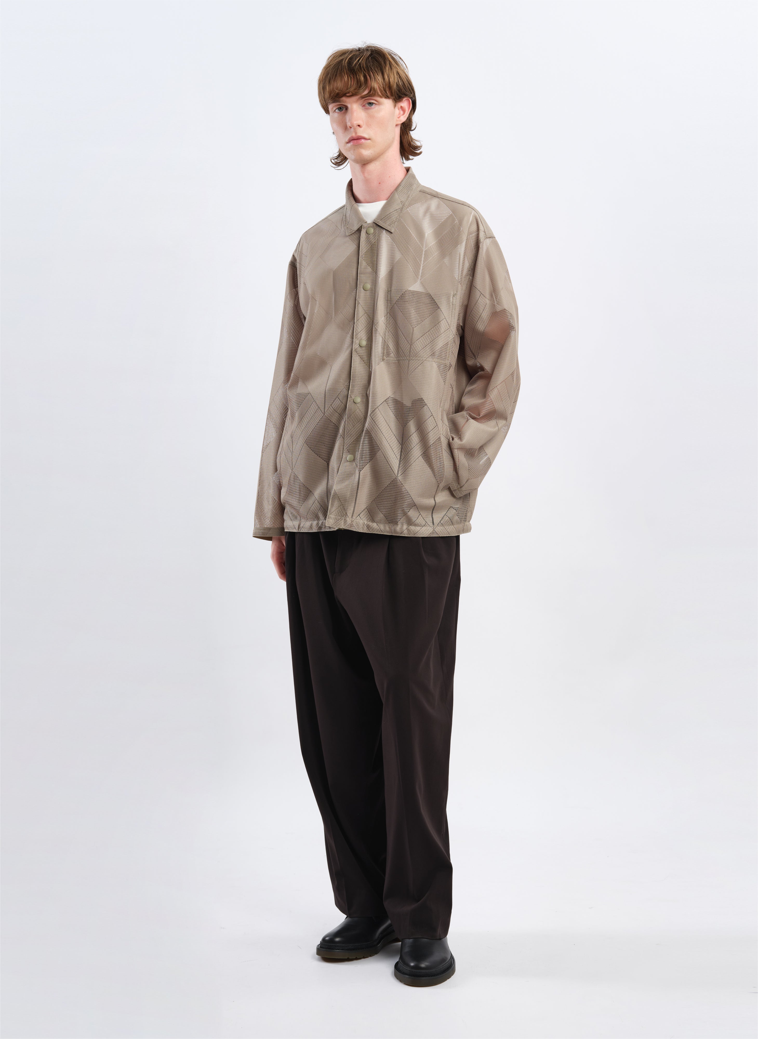 Stylish Polyester Geometric Jacquard Coach Jacket for Men & Women - Lightweight Windbreaker for Outdoor Sports, Casual Wear & Street Fashion