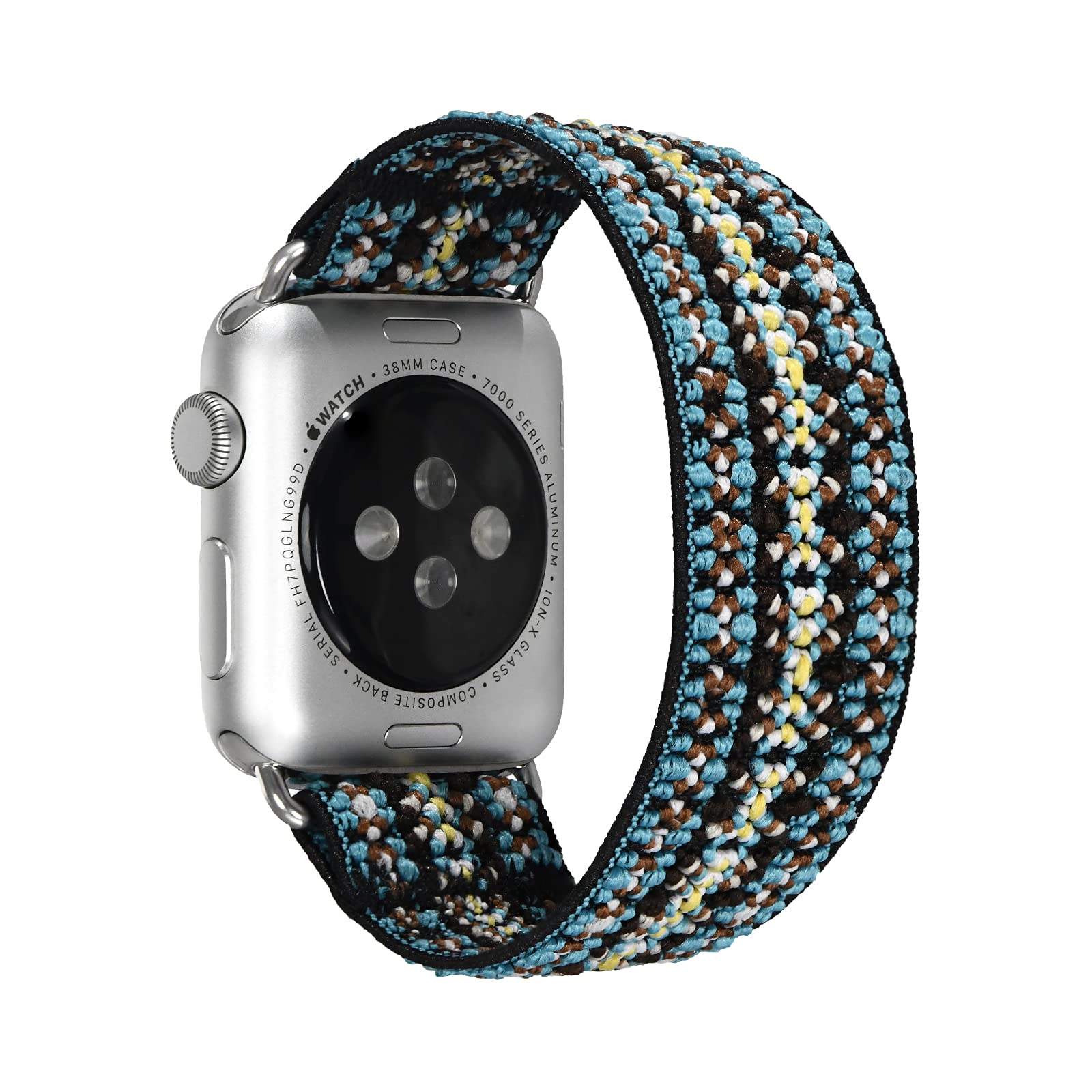 Tefeca Orchid Embroidery Pattern Elastic Strap Compatible with Apple Watch Series 1-9 - Stylish & Comfortable Replacement Band for Workout, Running & Daily Wear