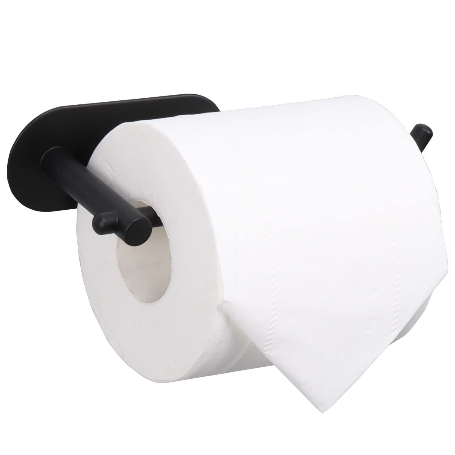 TocTen Self-Adhesive Toilet Paper Holder - No Drill Stainless Steel Bathroom Tissue Roll Mount - Easy Install Matte Black Paper Holder for Home, Office, Kitchen | Space-Saving & Modern Bathroom Organization