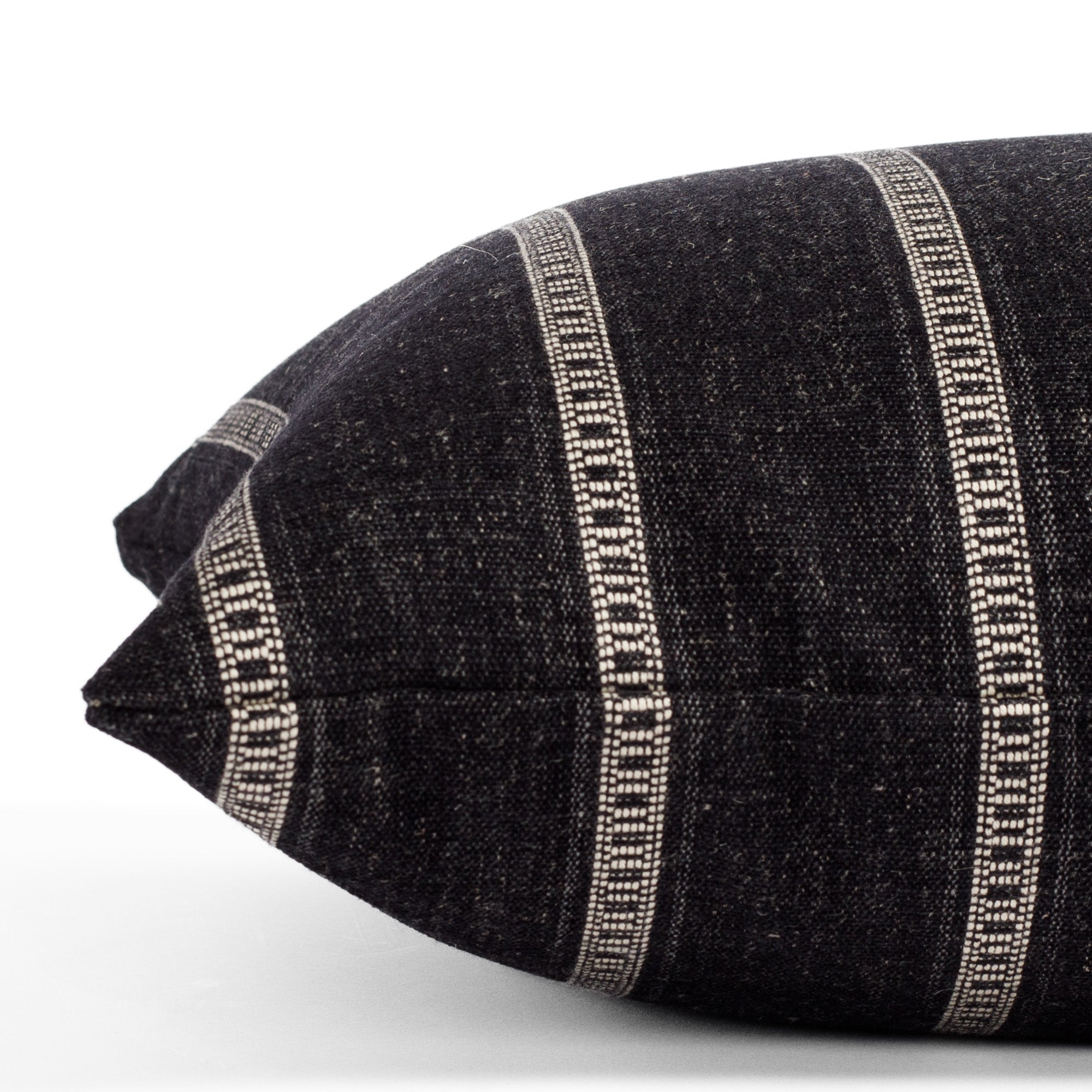 Brunswick Stripe 15x32 XL Lumbar Pillow in Onyx - Perfect for Sofa, Bed & Office Chair Support