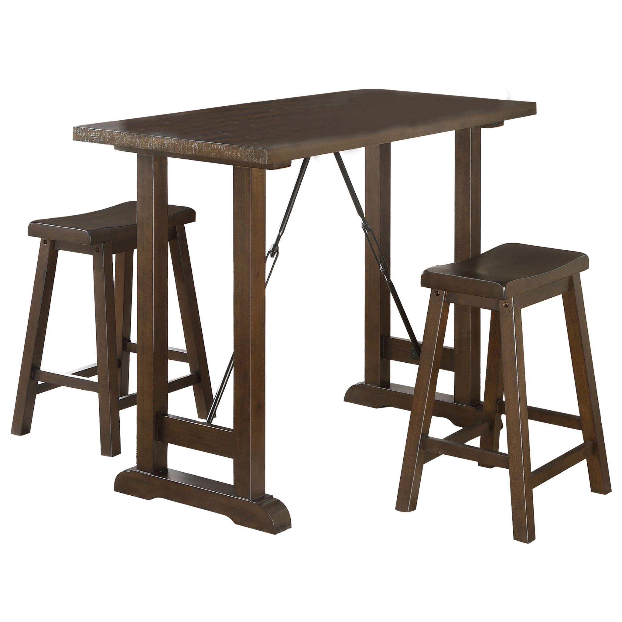 Homelegance 3-Piece Counter Height Dining Set - Brown Cherry Finish - Bar Table & Stools for Kitchen, Breakfast Nook & Small Spaces