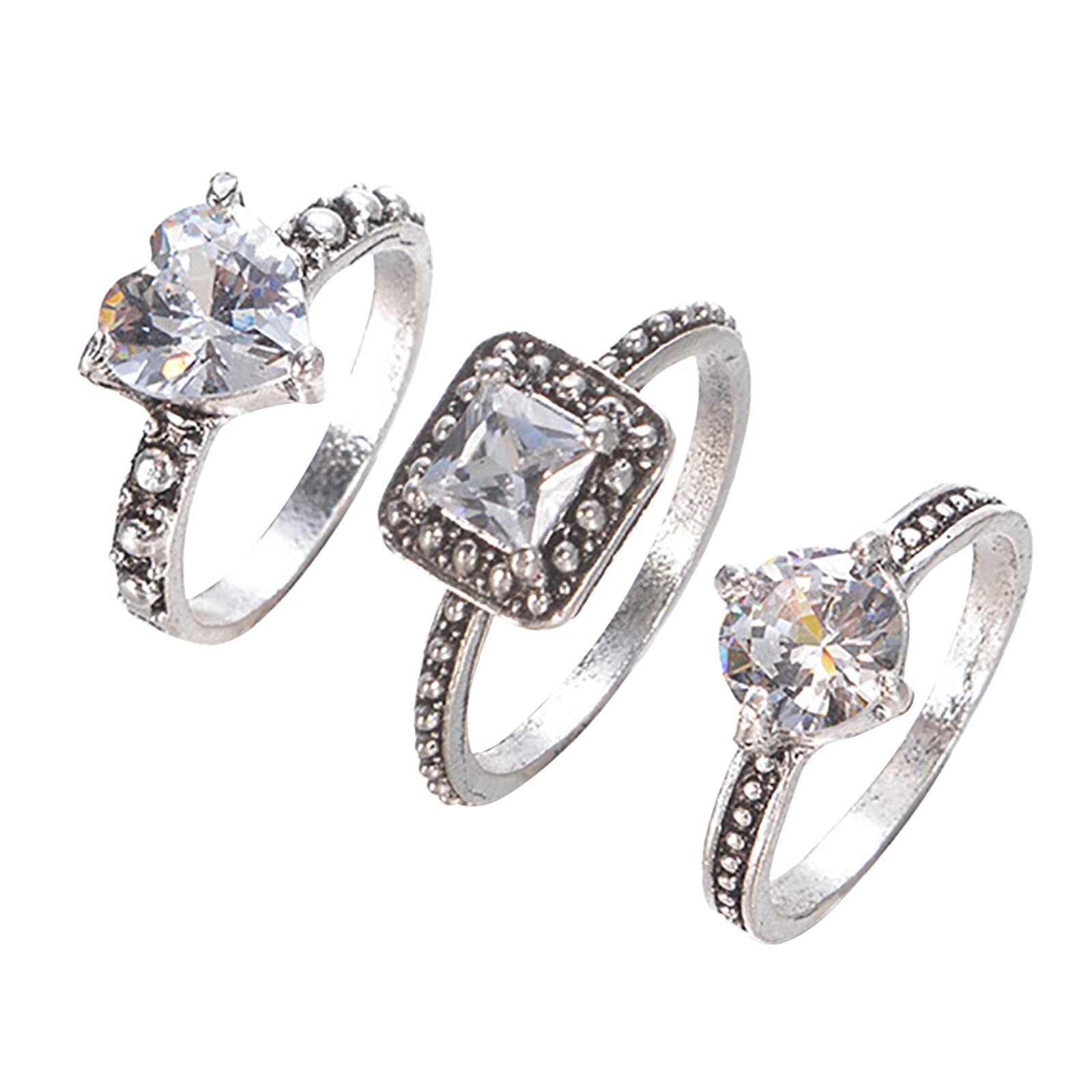 3-Piece Zircon Micro Set Rings - Elegant Gold-Tone Simple Fashion Jewelry for Women (One Size) | Perfect for Daily Wear, Office, Parties & Special Occasions