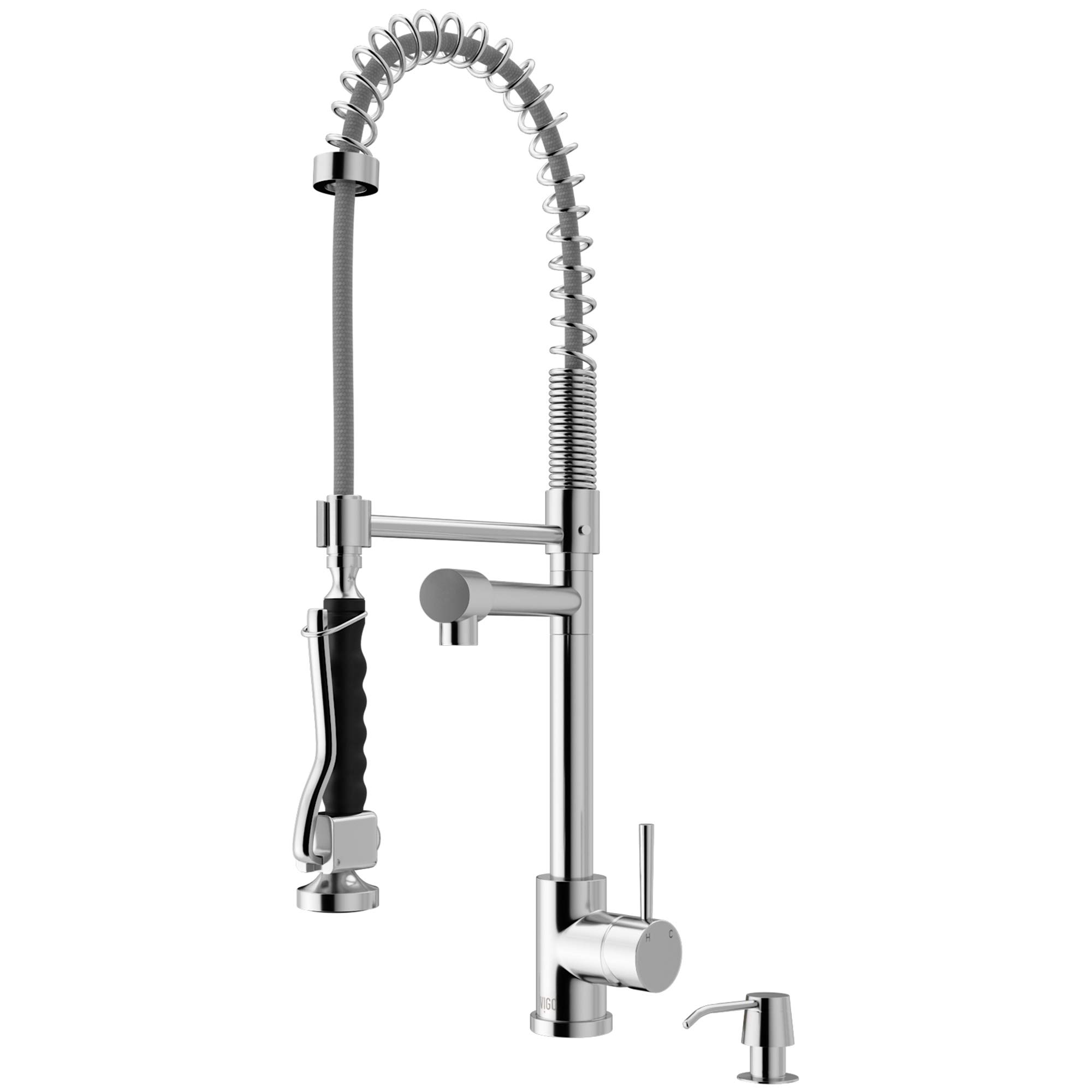 Vigo VG02007CHK2 Stainless Steel Kitchen Faucet with Pull-Down Sprayer - Modern High Arc Design for Sink, Perfect for Cooking, Washing Dishes & Food Prep