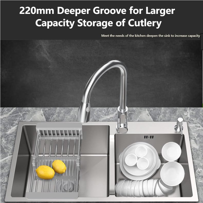 30.7x16.9 Inch 18 Gauge Stainless Steel Double Bowl Kitchen Sink - Topmount/Drop-in Design with Accessories (Silver) | Perfect for Modern Kitchens, Restaurants & RV Remodels