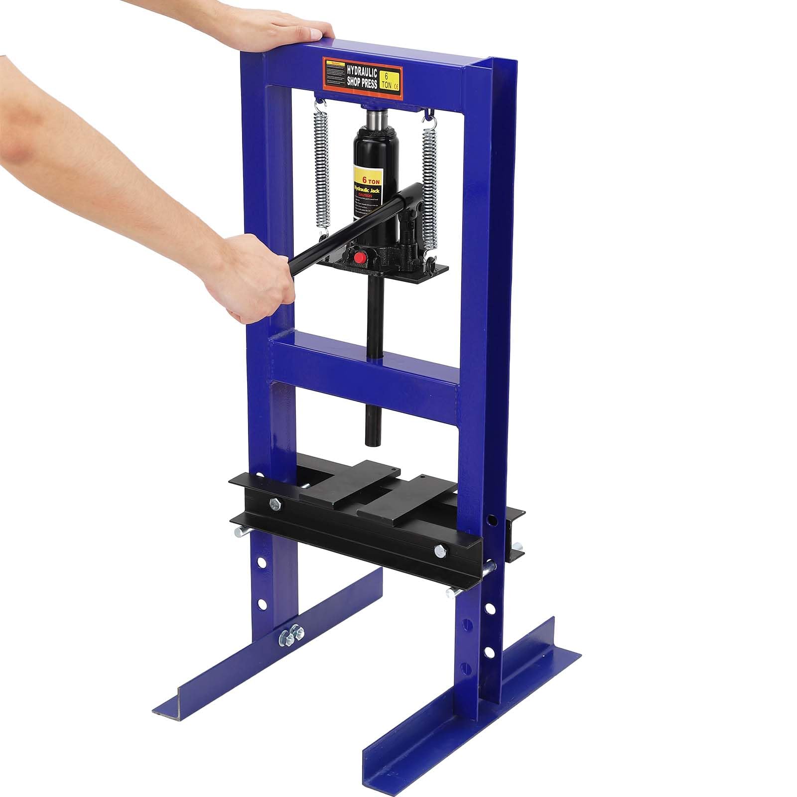 Pullafun 6 Ton Hydraulic Shop Press - 6T H-Frame Garage Floor & Benchtop Hydraulic Press with Adjustable Height & Steel Plates | Ideal for Metalworking, Automotive Repair, and DIY Projects