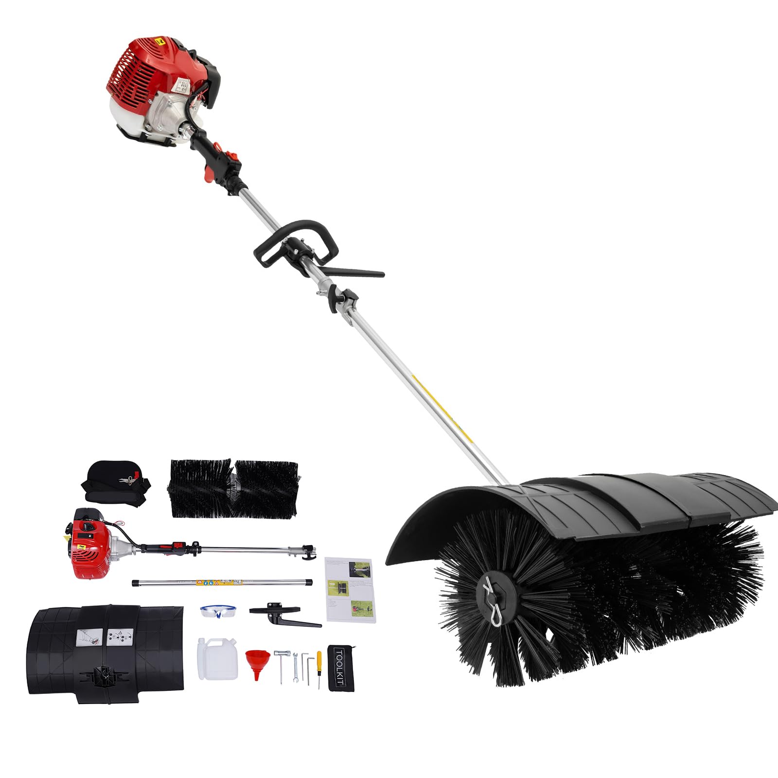 52CC 2-Stroke Gas Powered Handheld Lawn Sweeper - 1700W 2.3HP Outdoor Power Broom for Artificial Grass, Turf, Driveways & Snow Removal - Ideal for Yard Maintenance, Commercial Landscaping & Winter Cleanup