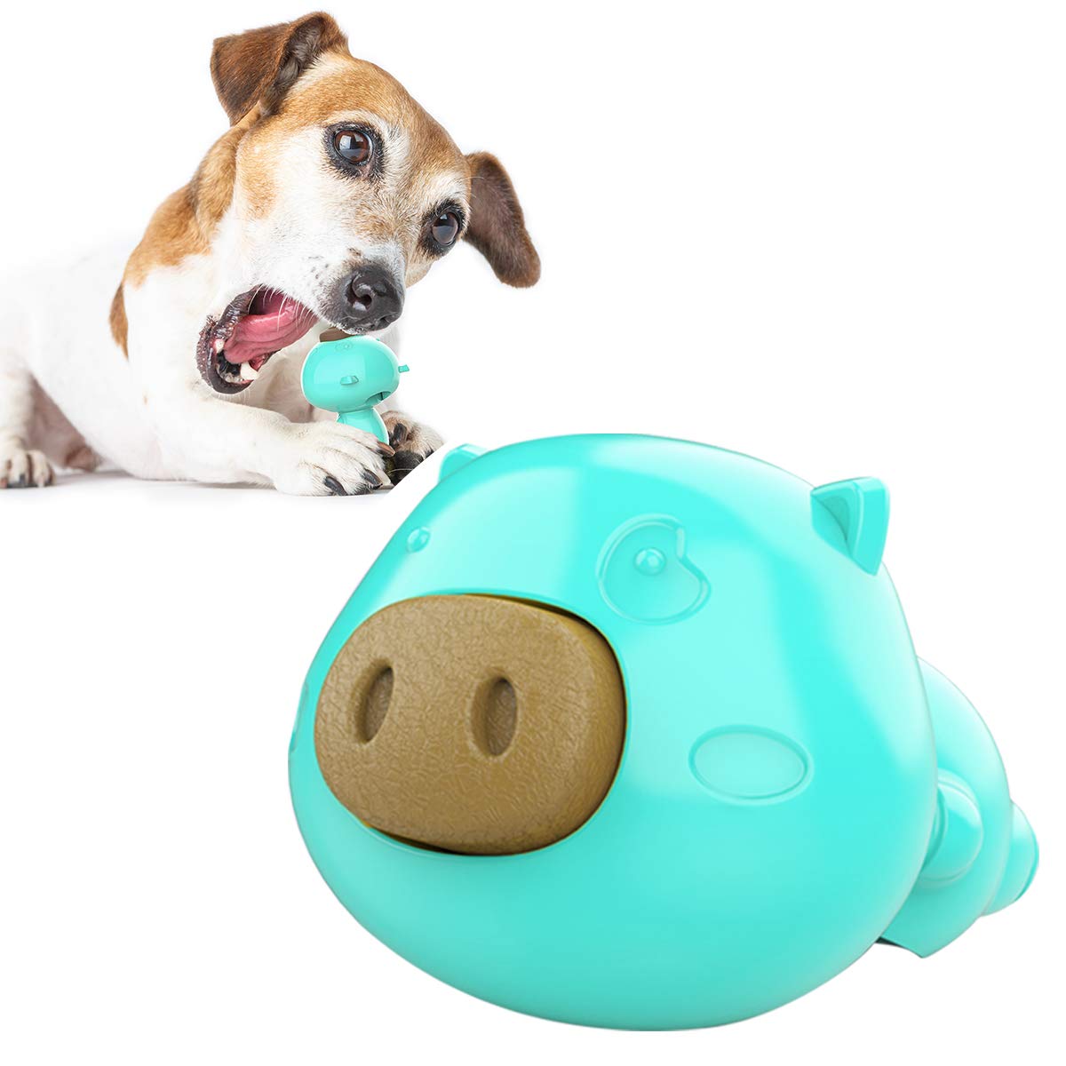 Durable Natural Rubber Dog Chew Toys for Aggressive Chewers - Cute Pig Molar Bite & Licking Pet Suction Cup Toys for Small to Medium Dogs | Teeth Cleaning, Stress Relief & Anxiety Solution - Perfect for Indoor Play, Crate Training, and Travel