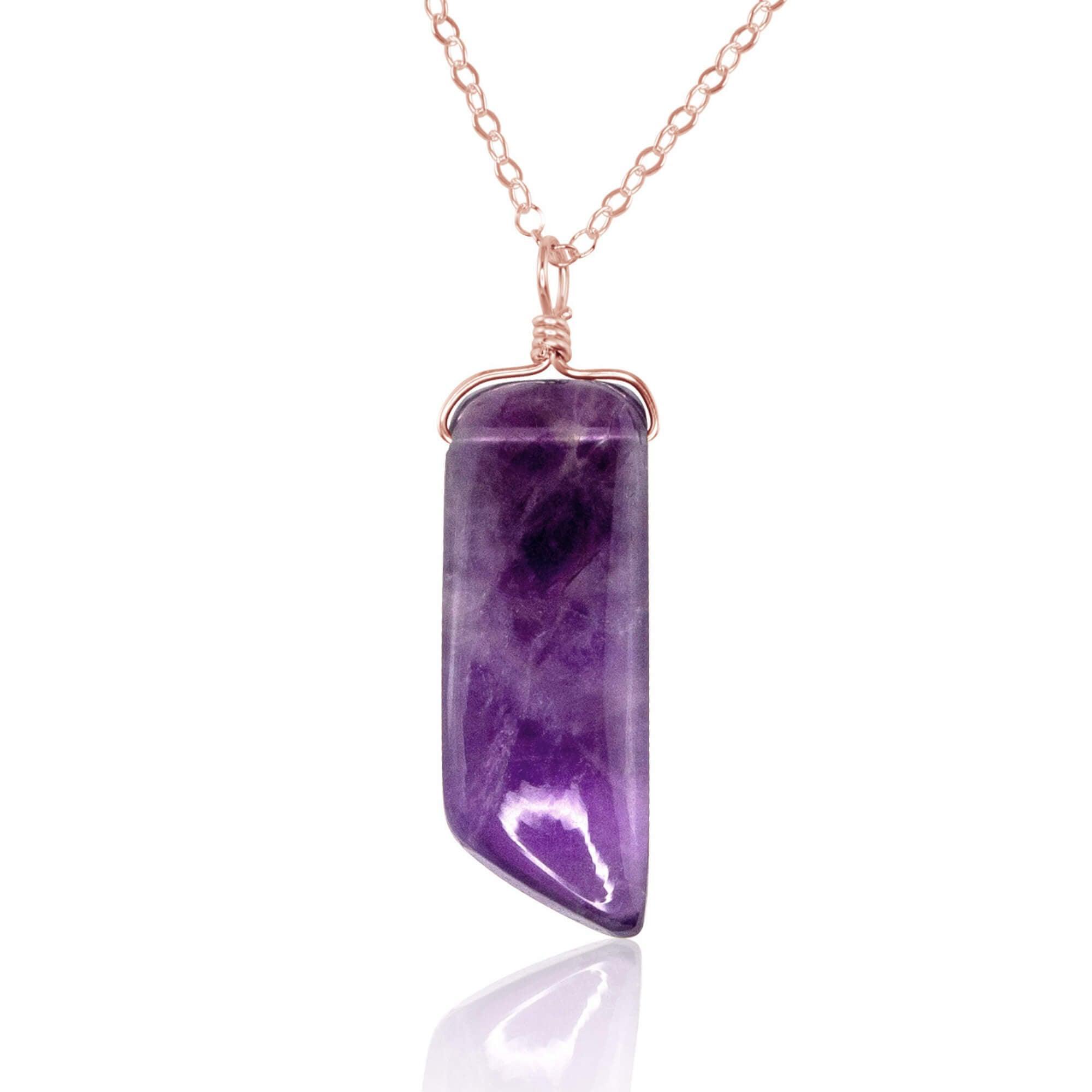 Natural Smooth Purple Amethyst Crystal Point Necklace - Healing Stone Jewelry for Meditation, Energy Cleansing & Spiritual Gifts