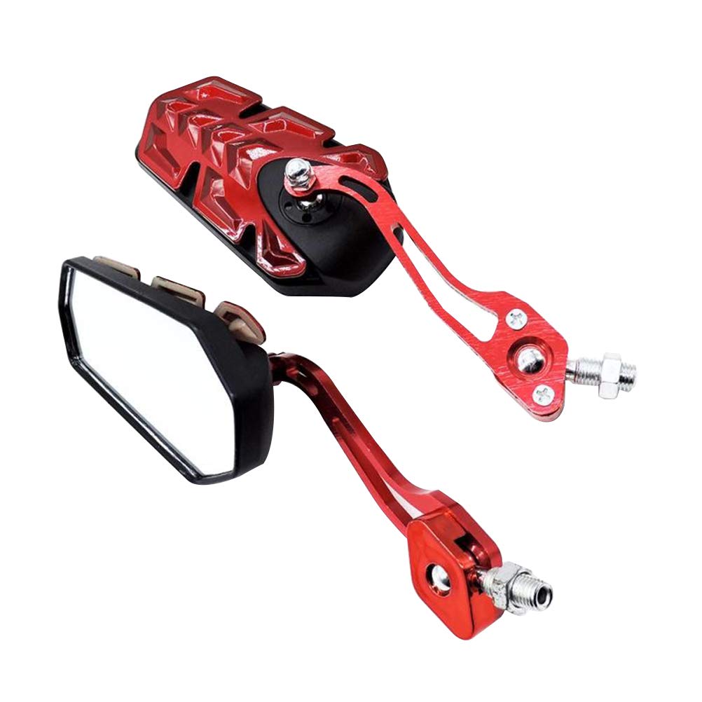 1 Pair Motorcycle Mirrors - Aluminum Alloy Handlebar Rearview Mirrors for Safe Riding, Universal Fit for Most Bikes (Red) - Perfect for Cruisers, Sport Bikes & Daily Commuting