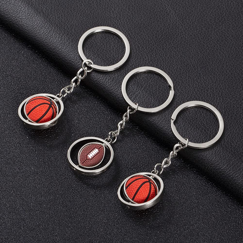 3-Piece Rugby Ball Keychain Set - Metal Sports Keychain for Boys, Soccer Gifts, Father's Day Present - Perfect for Backpacks, Gym Bags & Sports Fans Accessories