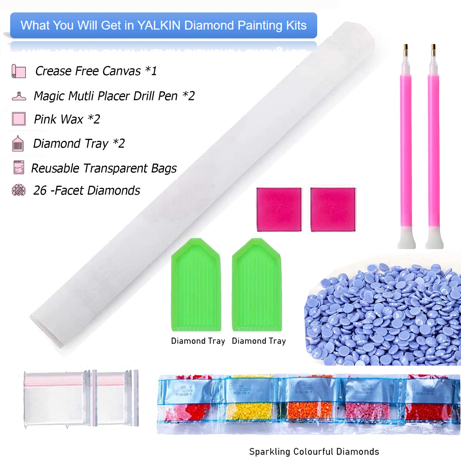 YALKIN 5D Diamond Painting Kits for Adults - DIY Large Flower Diamond Art (31.5 x 15.7 Inch) with Gem Drill Pens - Complete Paint by Numbers Kit for Home Wall Decor - Perfect for Stress Relief & Creative Gift Ideas