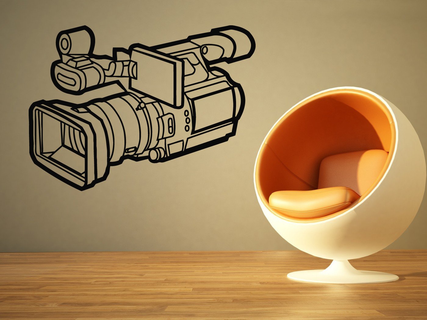 Large Video Camera Man Vinyl Wall Decal Sticker - AS596 | Modern Room Decor Art Mural for Home, Office & Studio Photography Backdrop