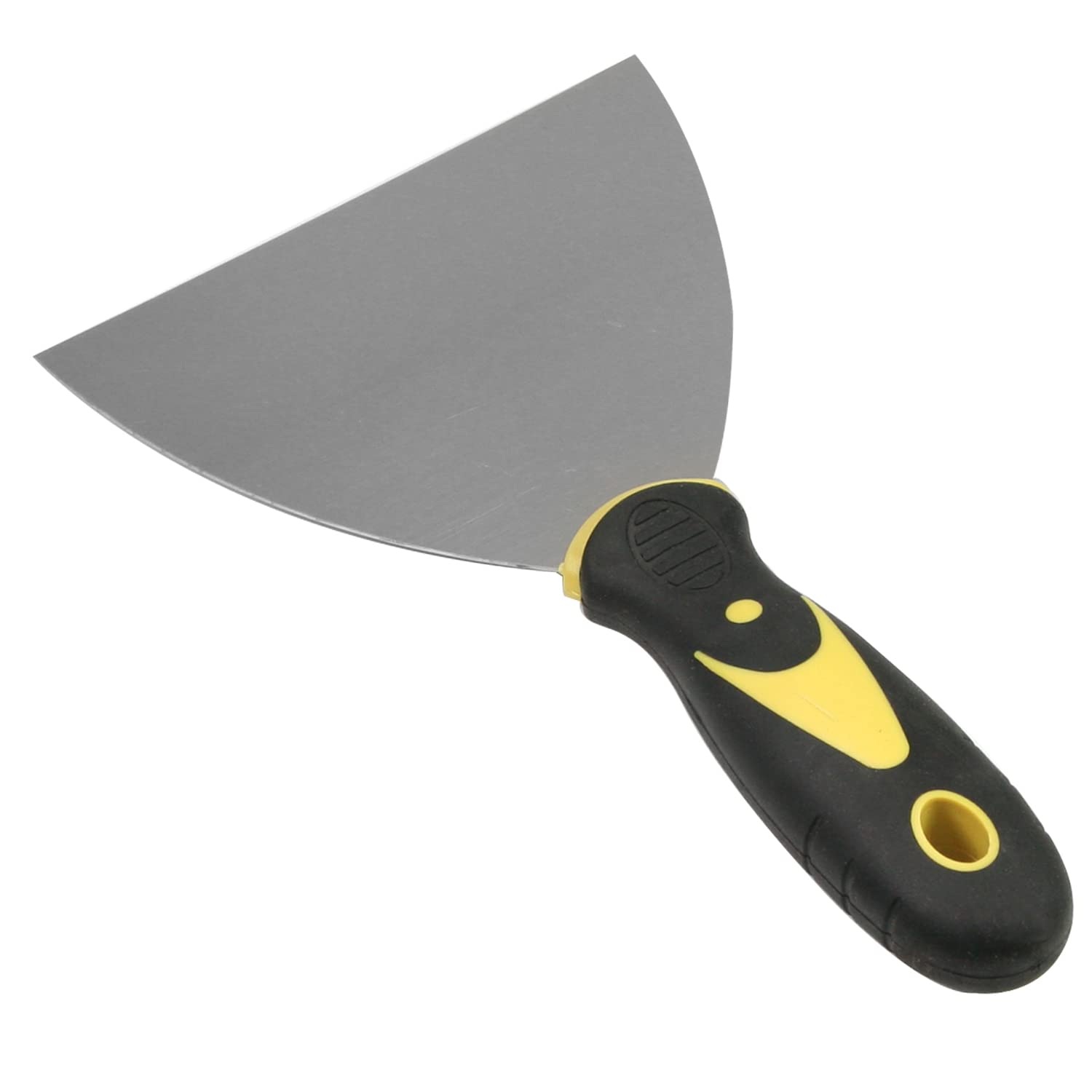 1Pcs 125mm Flexible Plastic Putty Knife - CrV Steel Blade for Window Glass, Slant Edge & Grill Scraper | DIY Home Repair, Painting & Wall Patching Tool (Aicosineg)