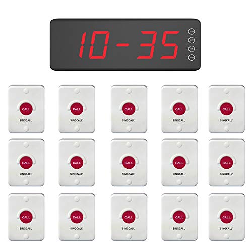 SINGCALL Wireless Office Paging System - 15 Silent Pagers & 1 Receiver - Ideal for Restaurants, Hospitals, and Business Communication