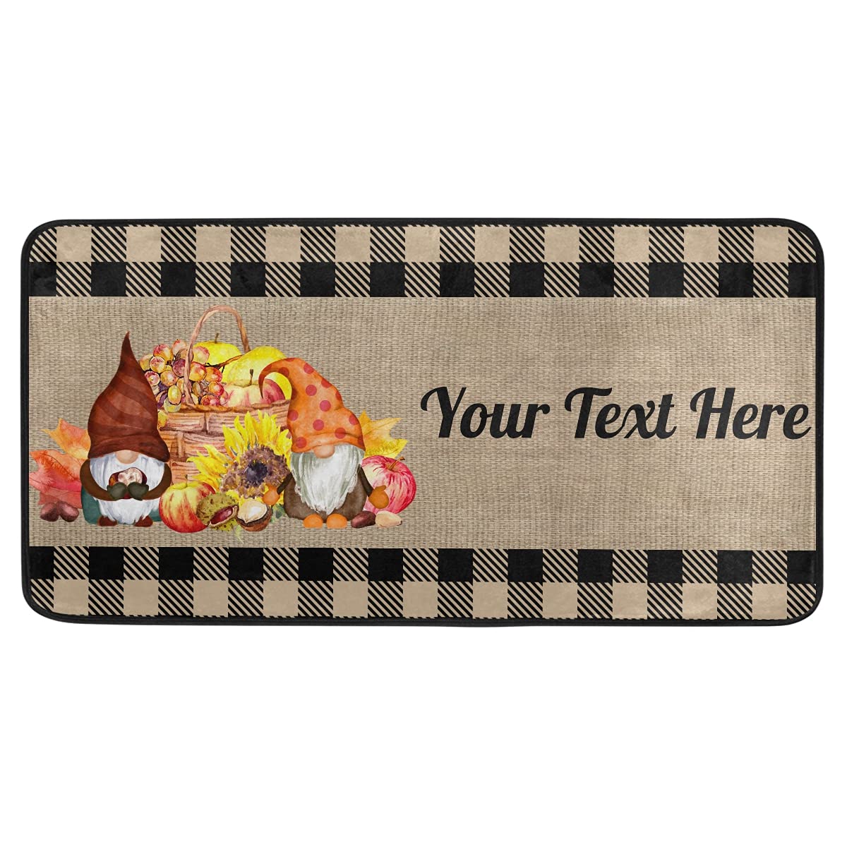 DOMIKING Custom Fall Kitchen Rugs - Non-Slip Thanksgiving Pumpkin Decor, Buffalo Plaid Foam Rug for Farmhouse & Standing Mat (39x20 Inch) - Perfect for Kitchen Floor, Entryway & Cozy Home Decor