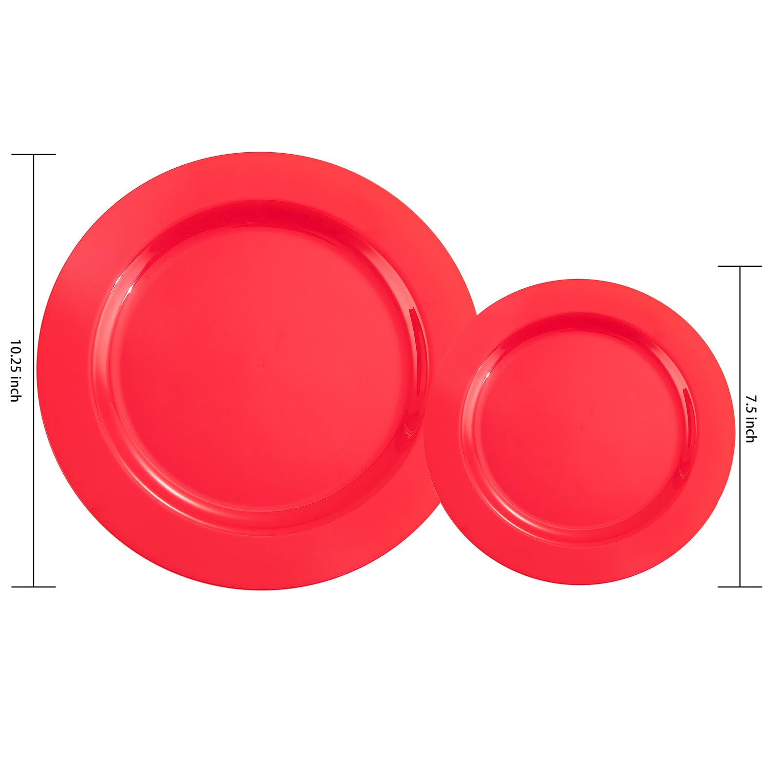 FLOWERCAT 60PCS Heavy Duty Disposable Red Plastic Plates Set - 30PCS 10.25 Inch Dinner Plates & 30PCS 7.5 Inch Dessert/Salad Plates - Perfect for Parties, BBQs, Picnics, and Family Gatherings
