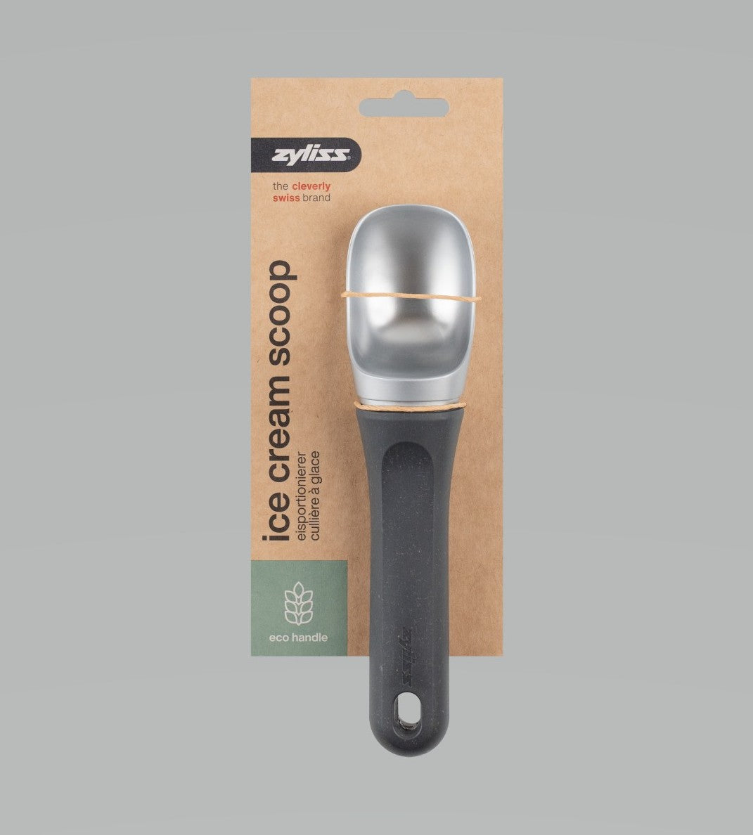 Premium Zyliss Ice Cream Scoop - Durable Stainless Steel with Comfortable Grey Handle - Perfect for Gelato, Sorbet & Frozen Desserts at Home or Parties