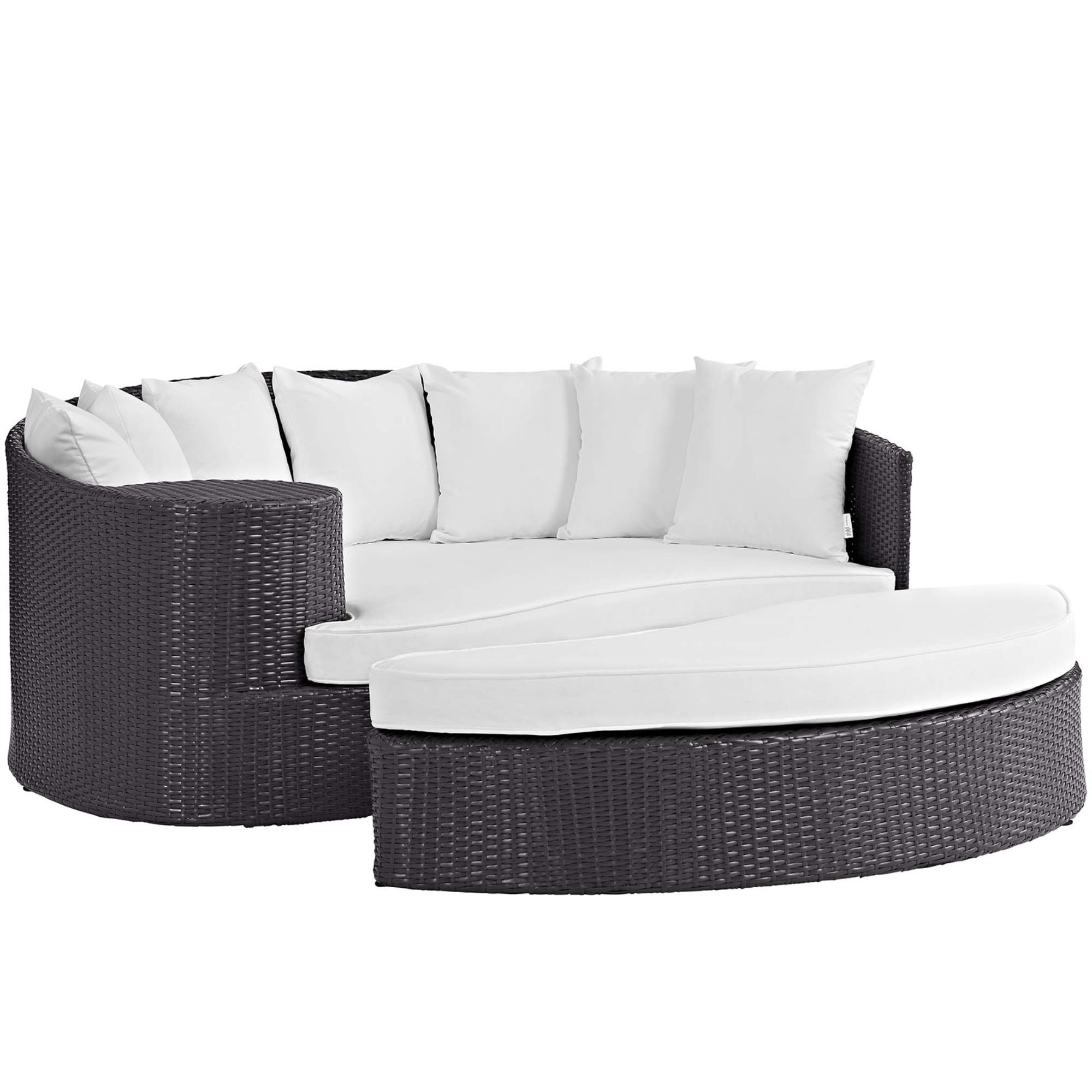 Ergode Convene Outdoor Sectional Sofa - Adjustable Patio Lounge Daybed with Ottoman, All-Weather Resistant Cushions, Espresso White - Perfect for Backyard, Poolside & Garden Relaxation