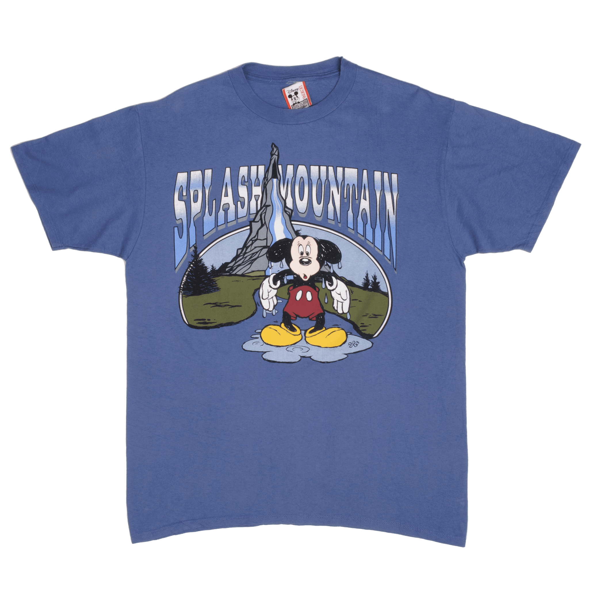 Vintage Disney Mickey Mouse Splash Mountain 1990s Graphic Tee Shirt XL - Made in USA - Retro Theme Park Merchandise for Disney Fans & Collectors