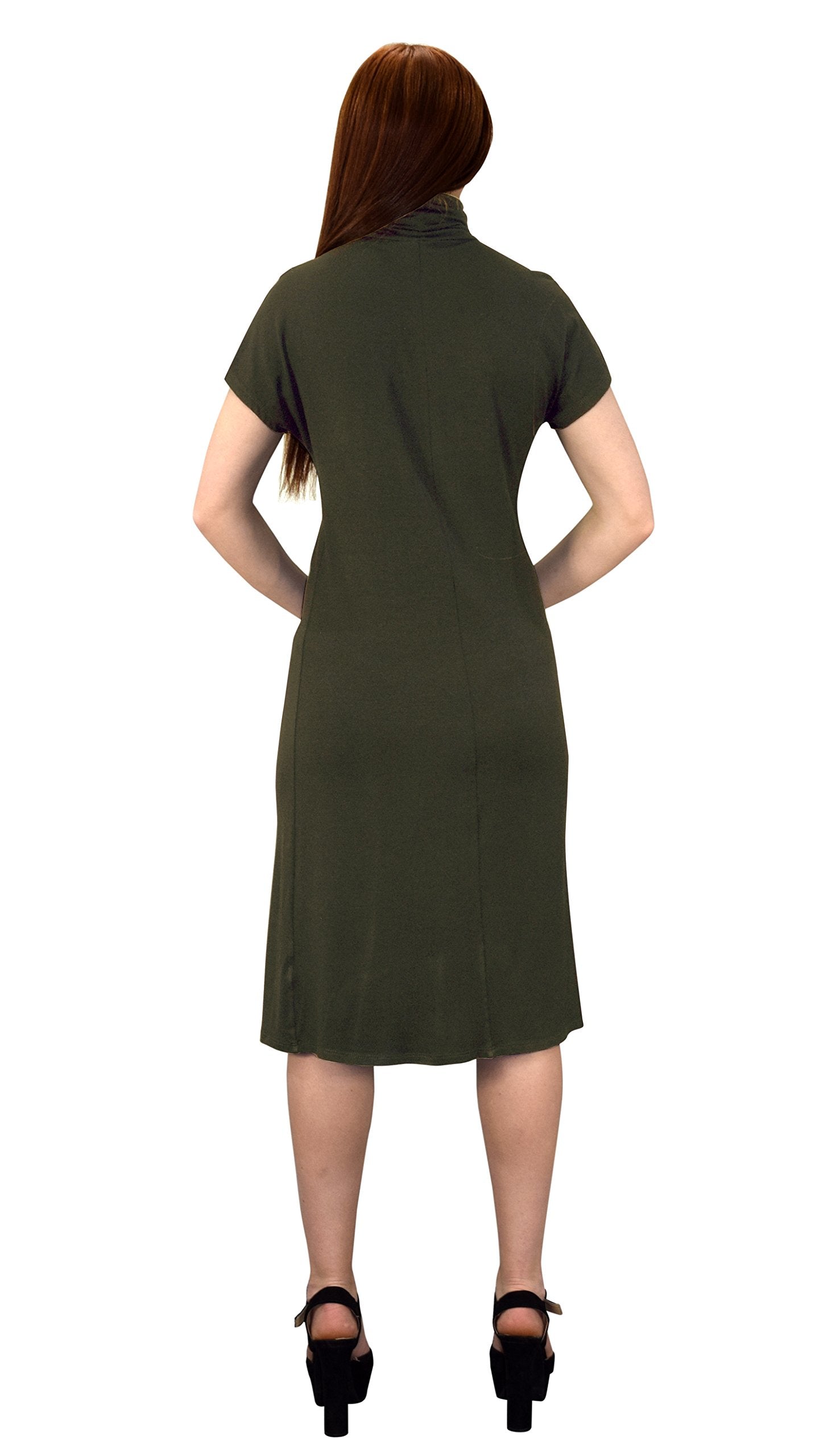 Stylish Turtle Neck Short Sleeve Bodycon Midi Dress for Women - Perfect for Office, Date Night & Cocktail Parties