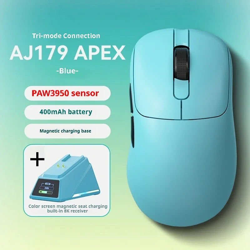 Ajazz AJ179 APEX 8K Wireless Gaming Mouse with Charging Dock - Ultra-Lightweight Ergonomic Design, RGB Lighting for PC & Laptop Gamers - Perfect for FPS, MOBA & Esports Gaming
