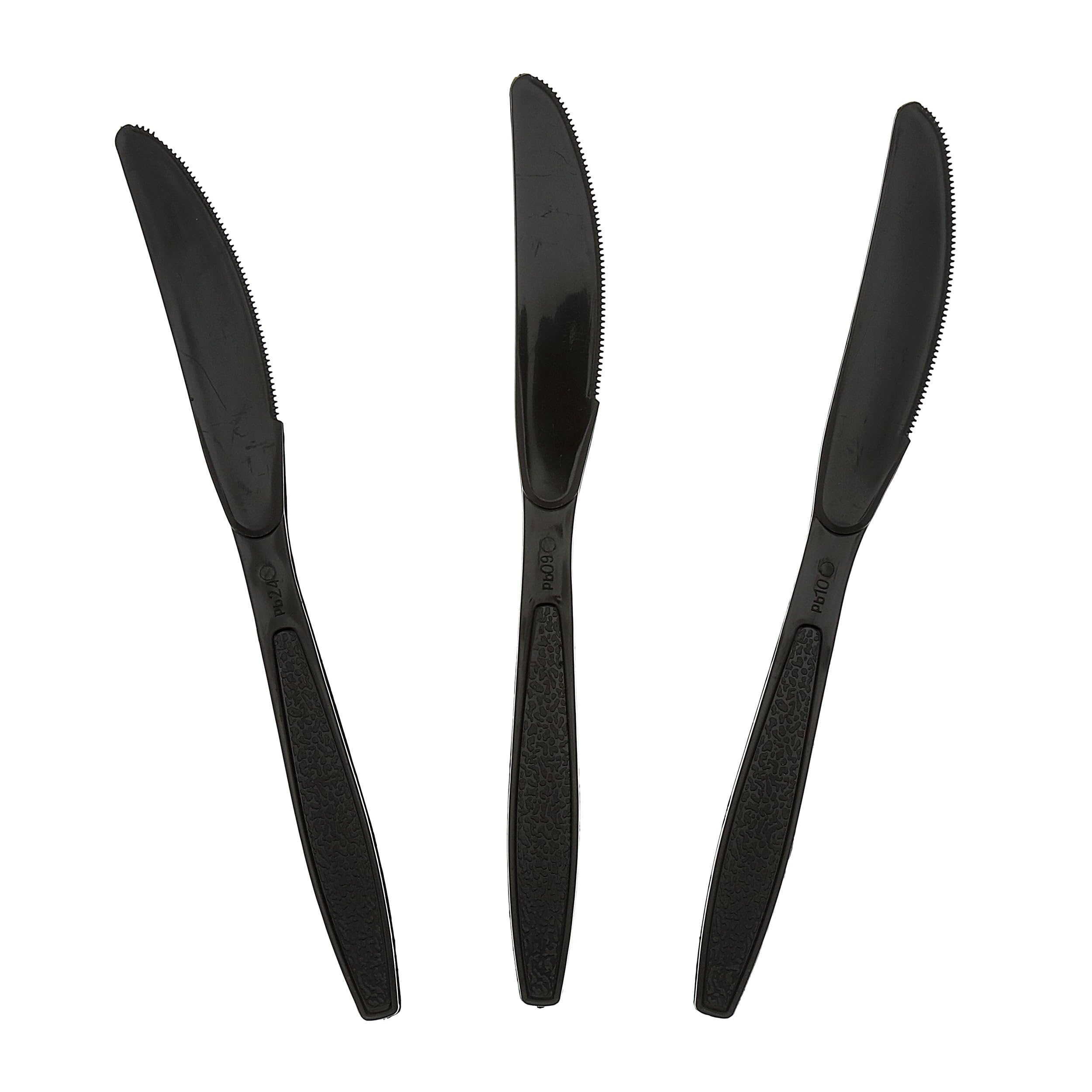 AmerCare Heavy Weight Polystyrene Knives - 1000-Pack Black Disposable Cutlery for Catering, Parties & Picnics