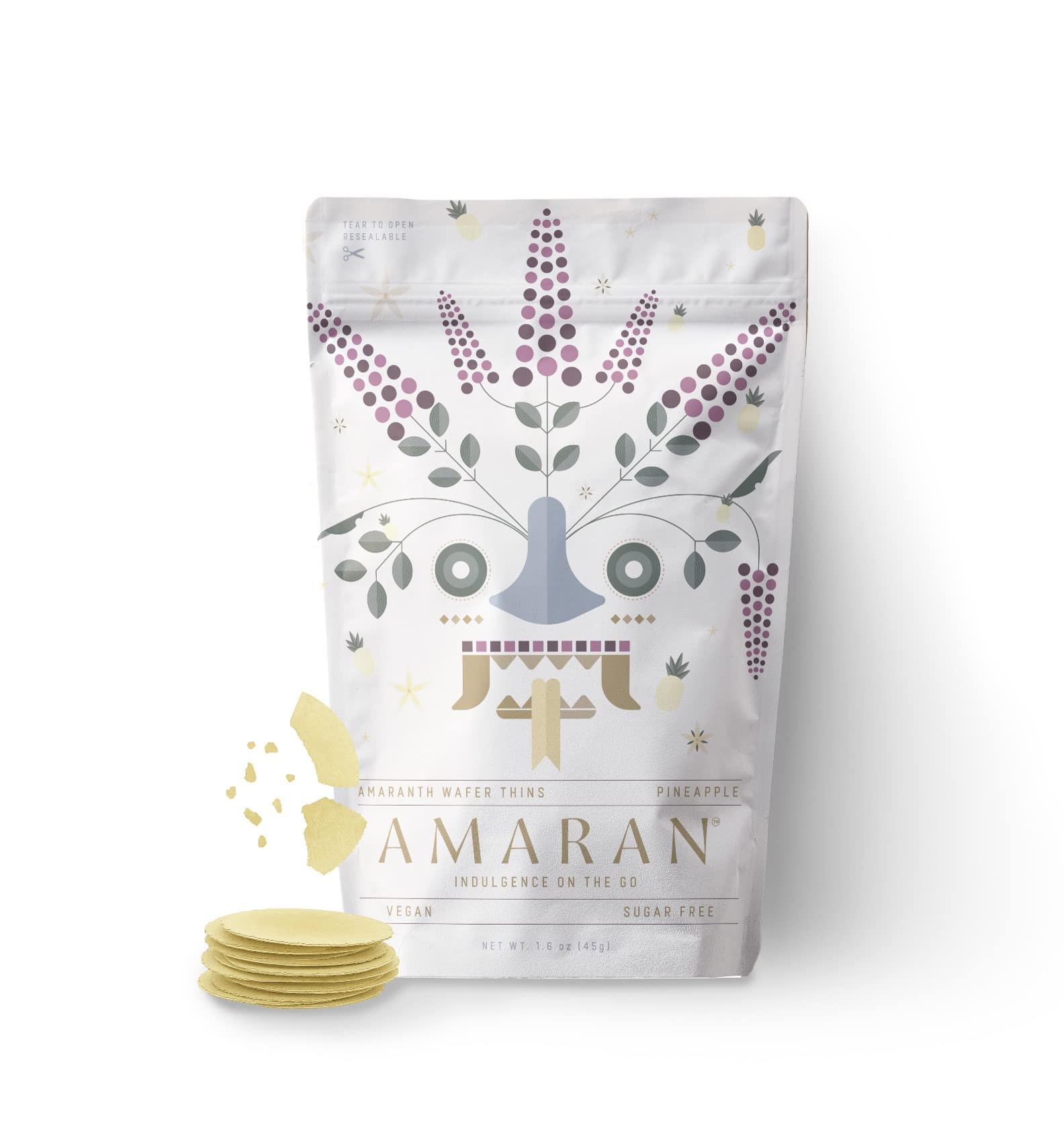 Organic Amaranth Flour Wafer Thins - Healthy Low Calorie Snacks for Adults - Gluten Free Vegan Protein Wafers - Pineapple Flavor (6 Pack) | Perfect for Weight Loss, Keto Diet & On-the-Go Snacking