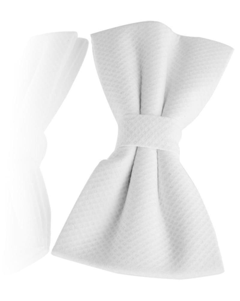 LA Smith Men's Pre-Tied White Marcella Bow Tie - Elegant Formal Accessory for Weddings, Prom & Business Events