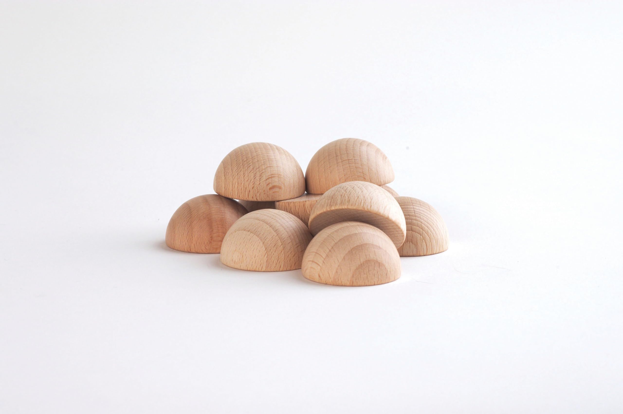 TickiT 73883 Natural Wooden Semispheres - 10-Piece Set for Heuristic Play, Sensory Exploration & Early Learning | Perfect for Montessori, Daycare & Home Education Activities