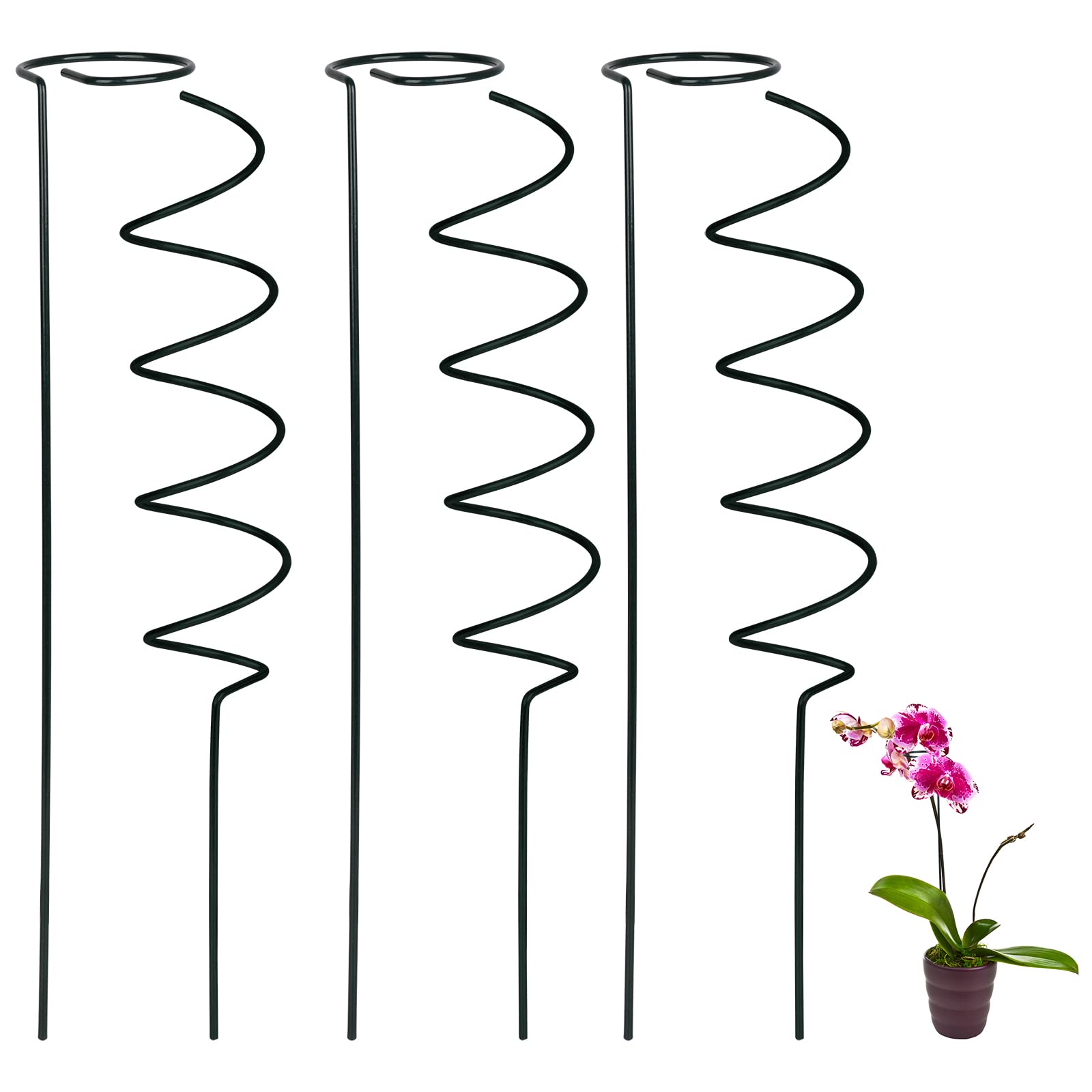 JYCAR 3 Pack 15.7 Inch Metal Plant Support Stakes - Garden Stem Cages for Tomatoes, Peonies, Lilies, Orchids & Roses | Heavy Duty Flower Support Rings for Indoor/Outdoor Plants, Perfect for Greenhouses and Home Gardens