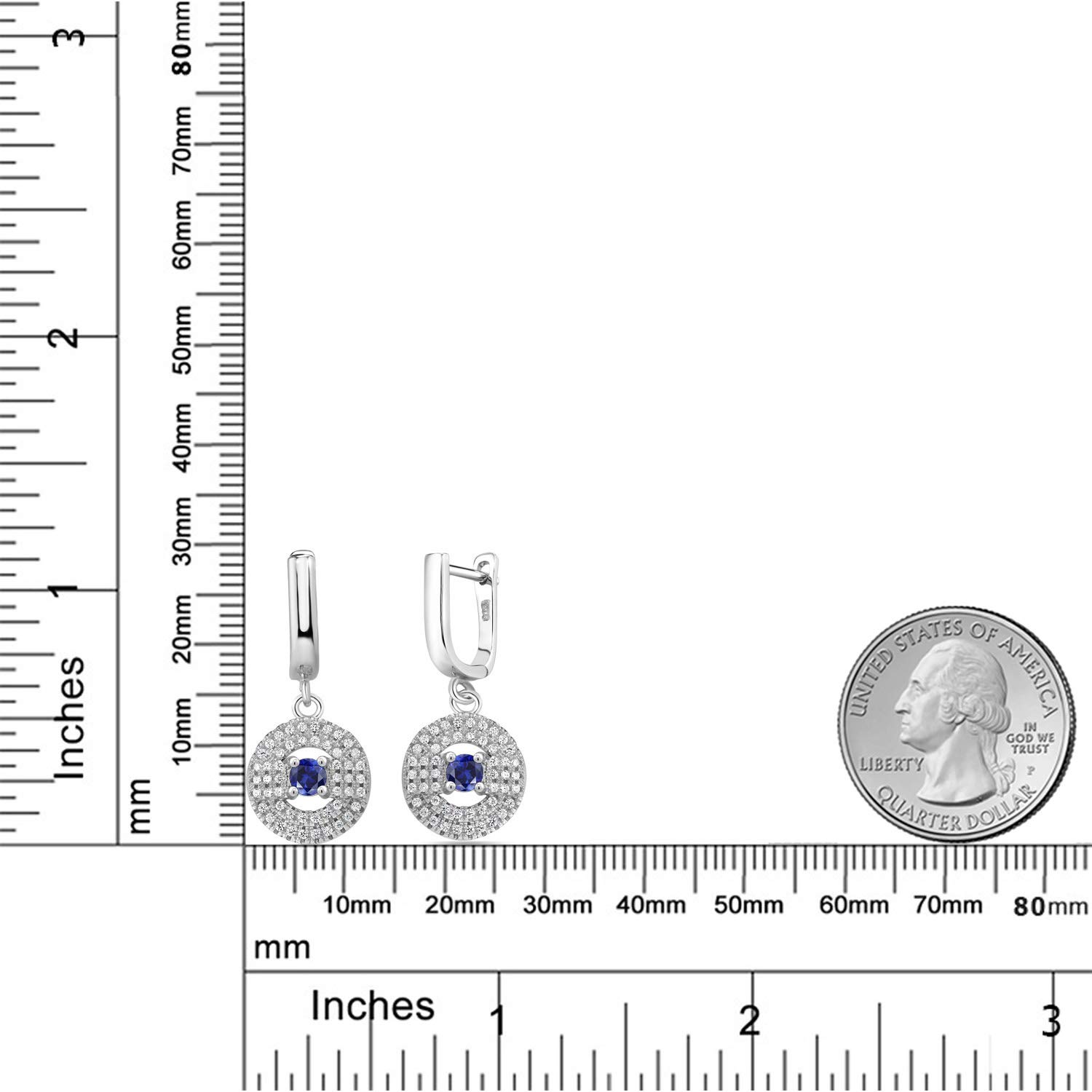 3.38 Ct Round Blue Lab-Created Sapphire Sterling Silver Earrings for Women - 925 Silver Stud Earrings for Everyday Wear & Special Occasions