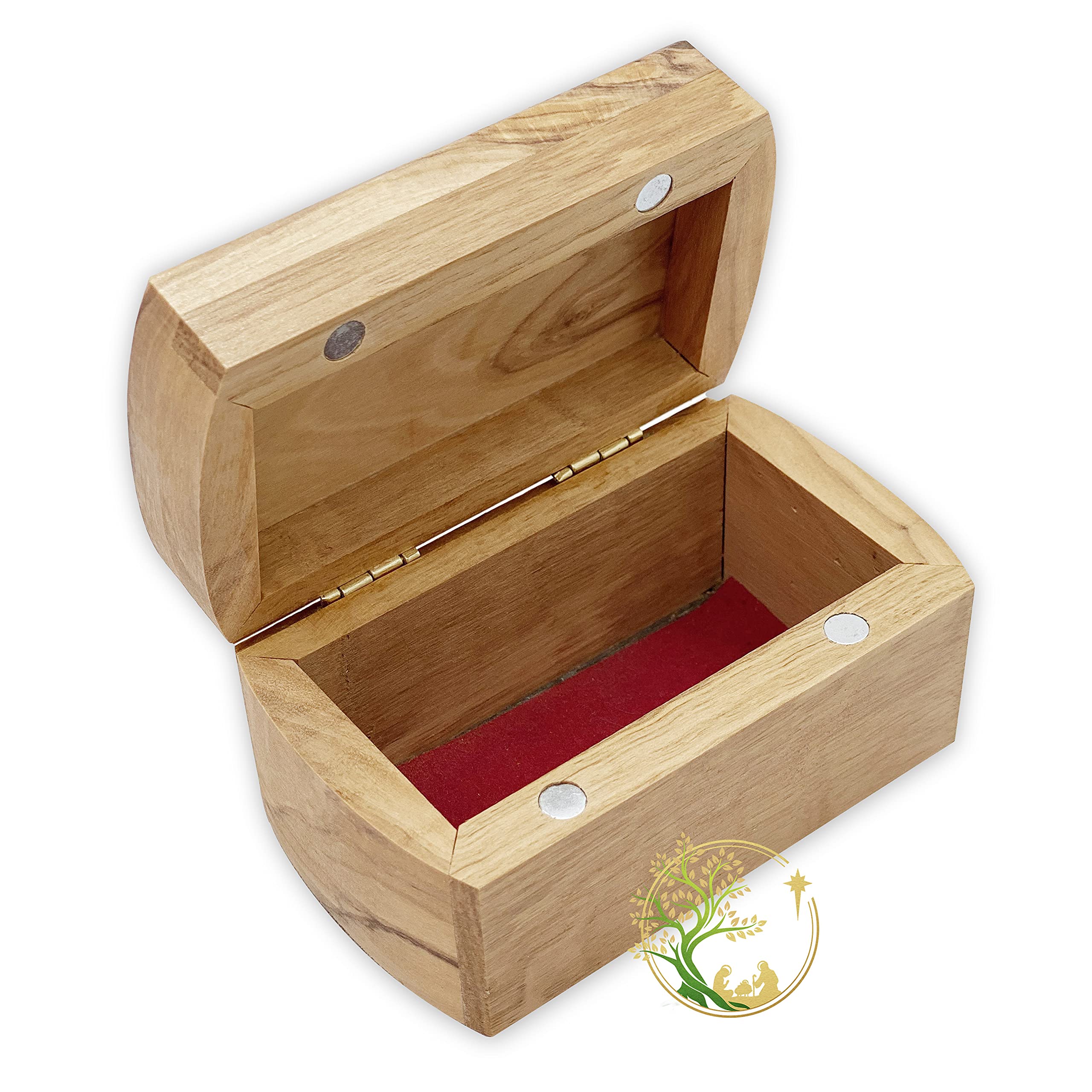 Handcrafted Olive Wood Rosary Jewelry Box - Personalized Holy Land Keepsake for Baptism, Confirmation & First Communion | Elegant Wooden Storage for Religious Gifts & Sacred Items