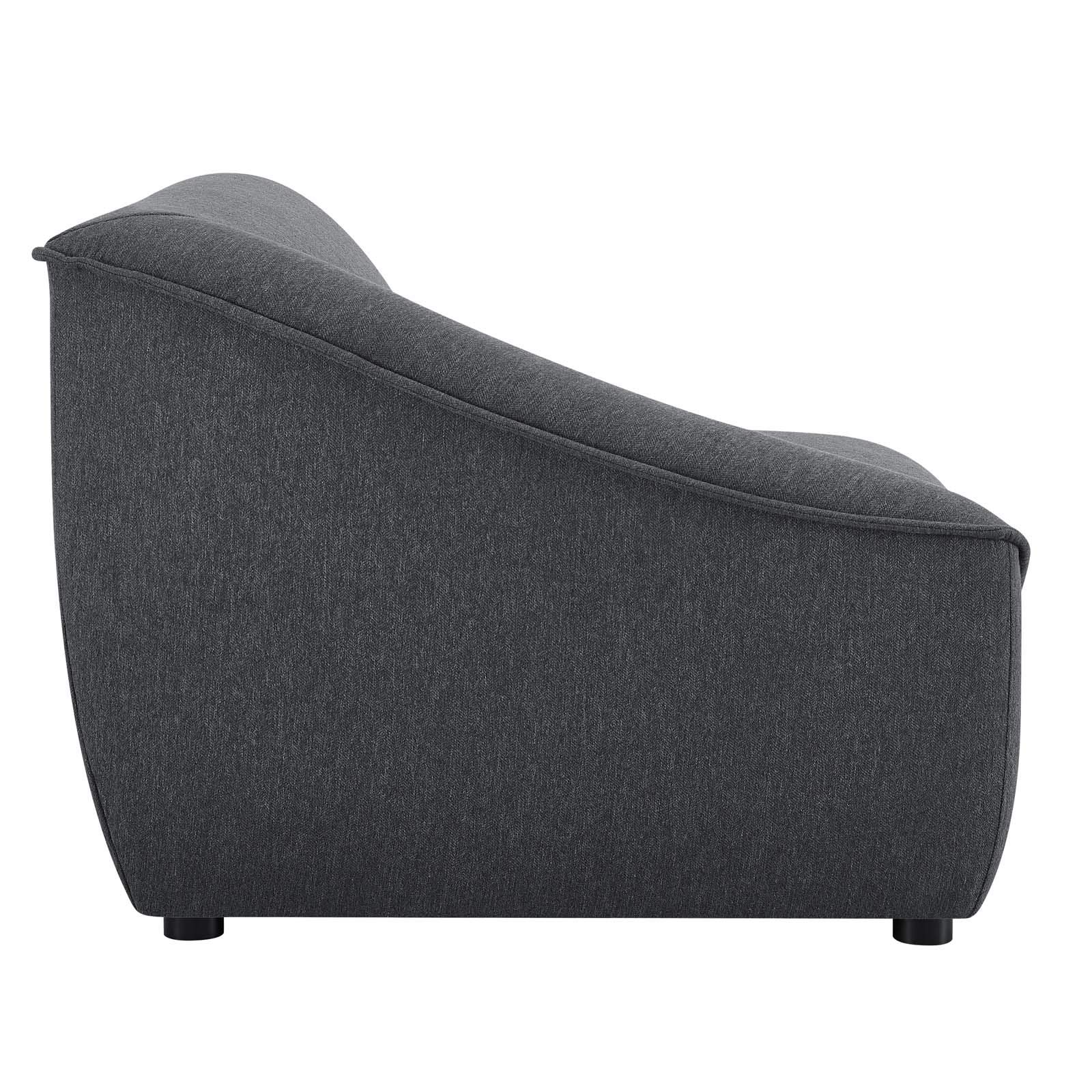 Modway Comprise 6-Piece Fabric Upholstered Sectional Sofa with Double Chaise in Charcoal - Perfect for Large Living Rooms, Family Gatherings & Home Theater Seating