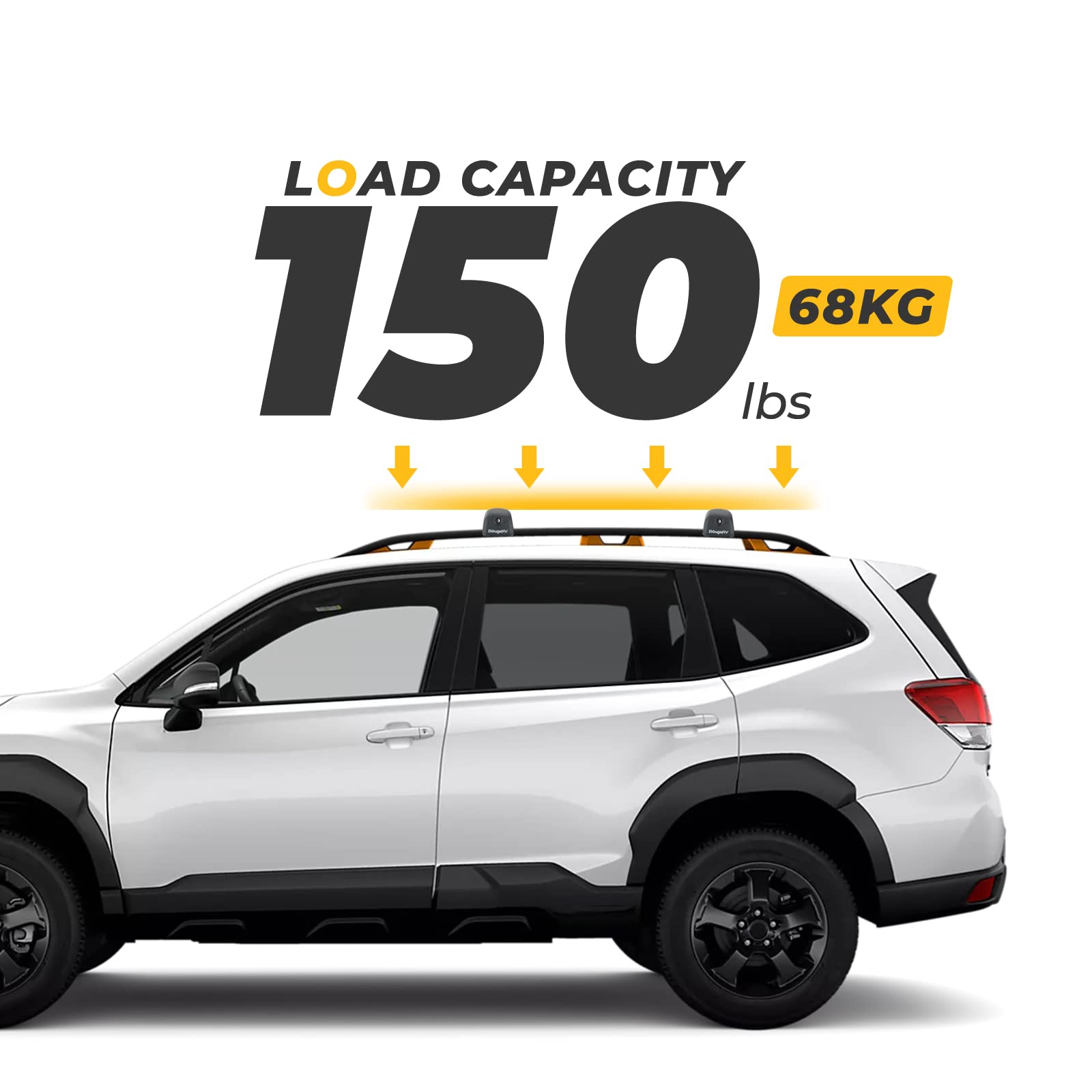 BougeRV Aluminum Roof Rack Cross Bars with Lock - Compatible with Subaru Forester Wilderness 2022-2024 | Heavy Duty Cargo Carrier for Luggage, Kayak, Canoe, Bike, Snowboard | Perfect for Road Trips & Outdoor Adventures