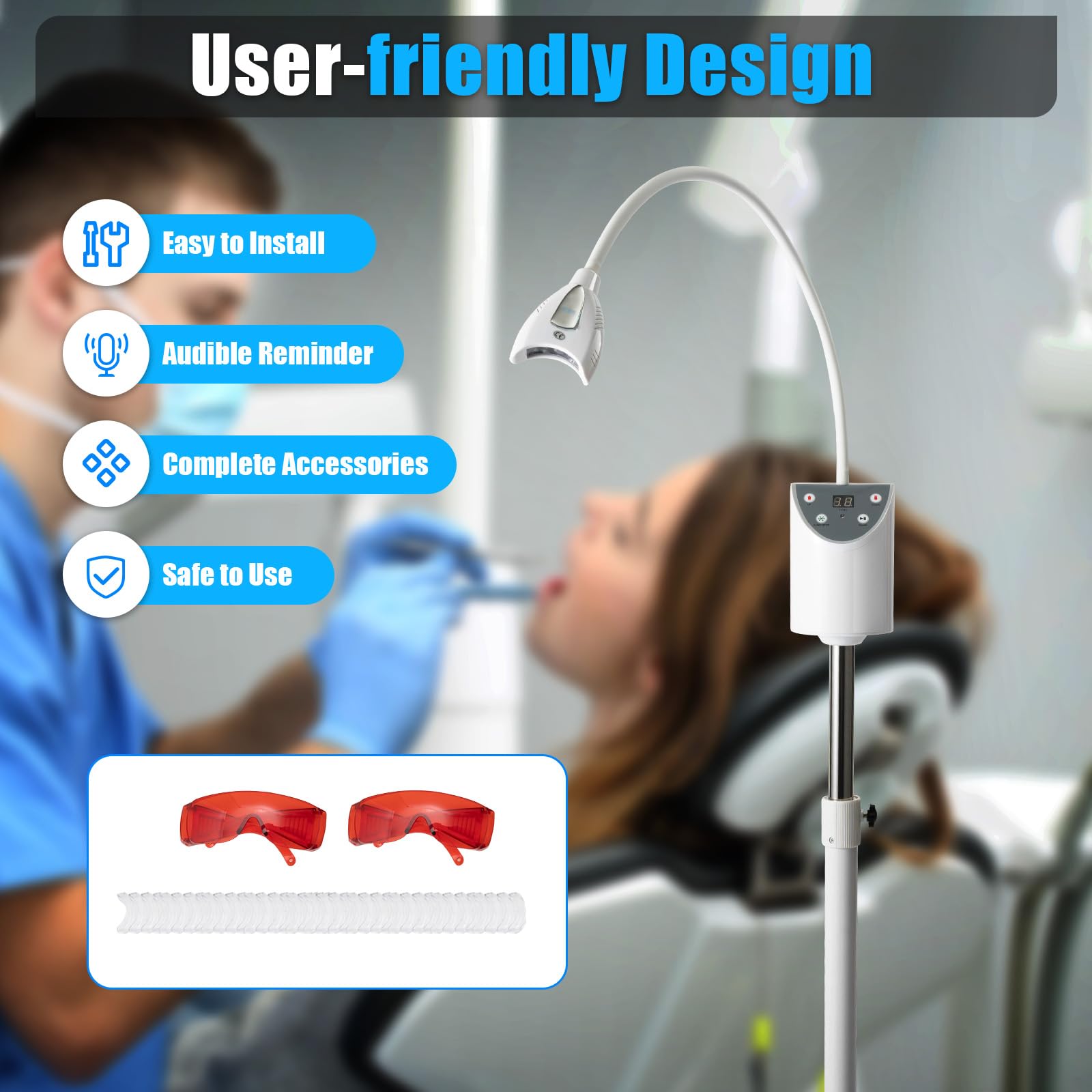 Professional LED Dental Whitening Light - Accelerated Teeth Bleaching Machine for Home & Salon Use | Portable & Floor-Standing Options | Perfect for Teeth Whitening, Oral Care & Beauty Treatments