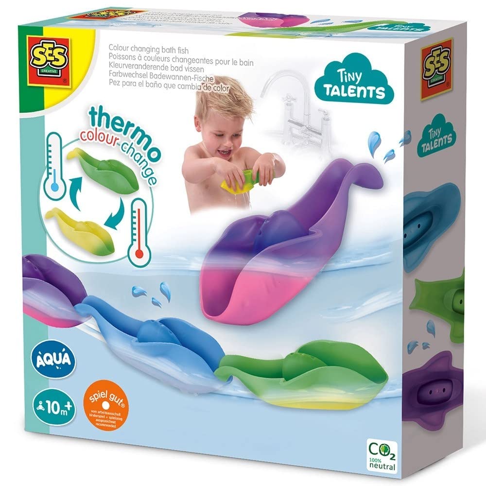SES Creative 13135 Color Changing Bath Toy Fish - Fun Interactive Bathtime Toy for Kids, Toddlers & Babies - Changes Color in Warm Water for Sensory Play & Learning